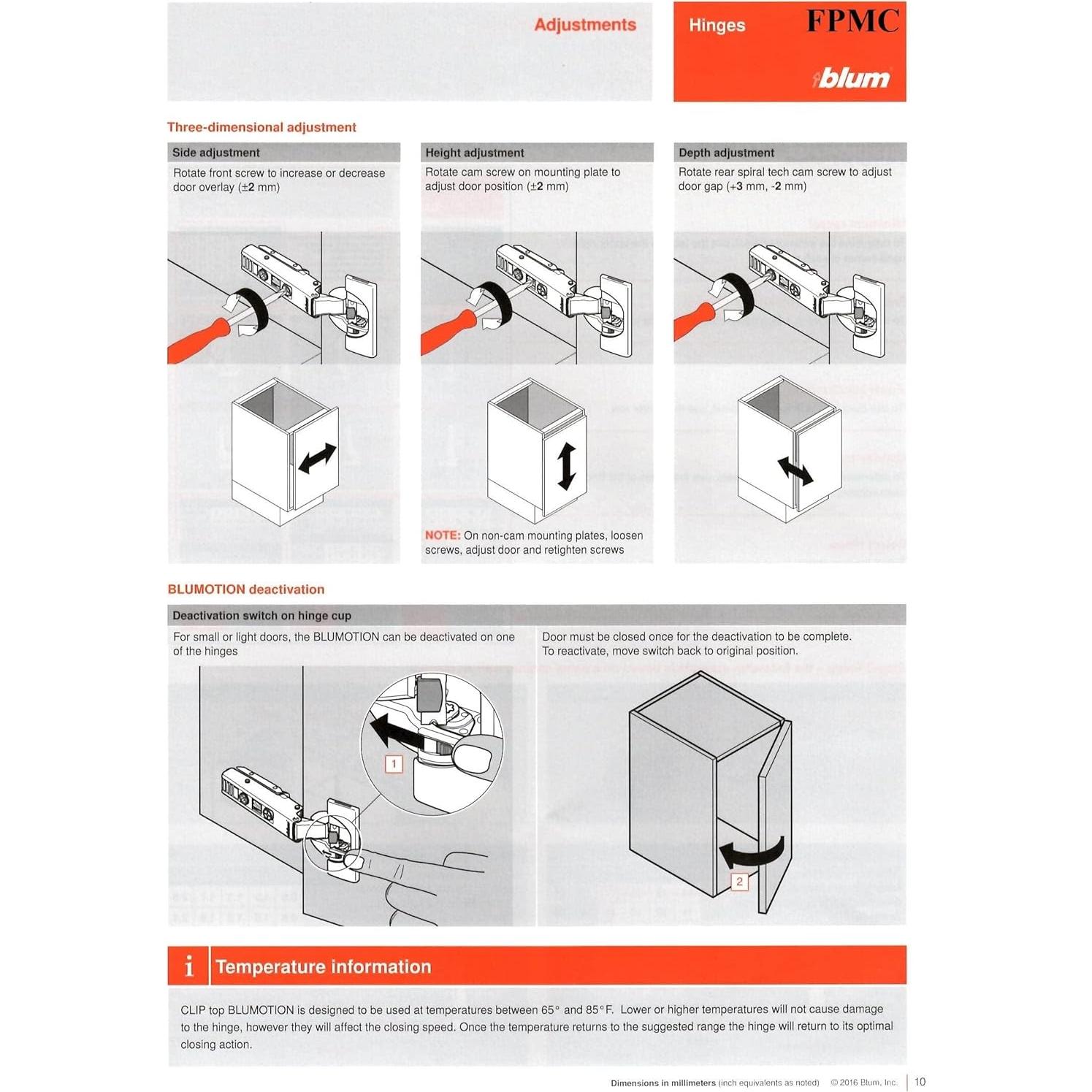 Bisagras Blum CLIP Top BLUMOTION 110° Auto-Cierre 4 Paquetes
