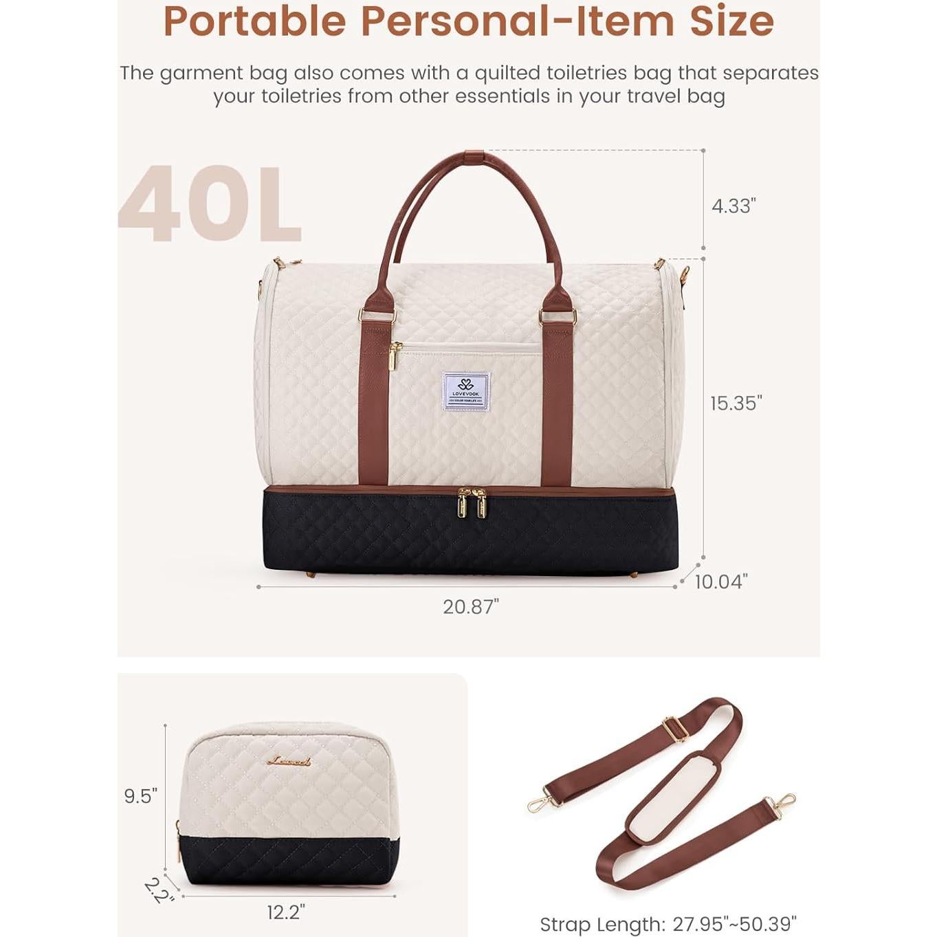 Bolsa de Ropa LOVEVOOK 2 en 1 para Mujeres Impermeable 53L