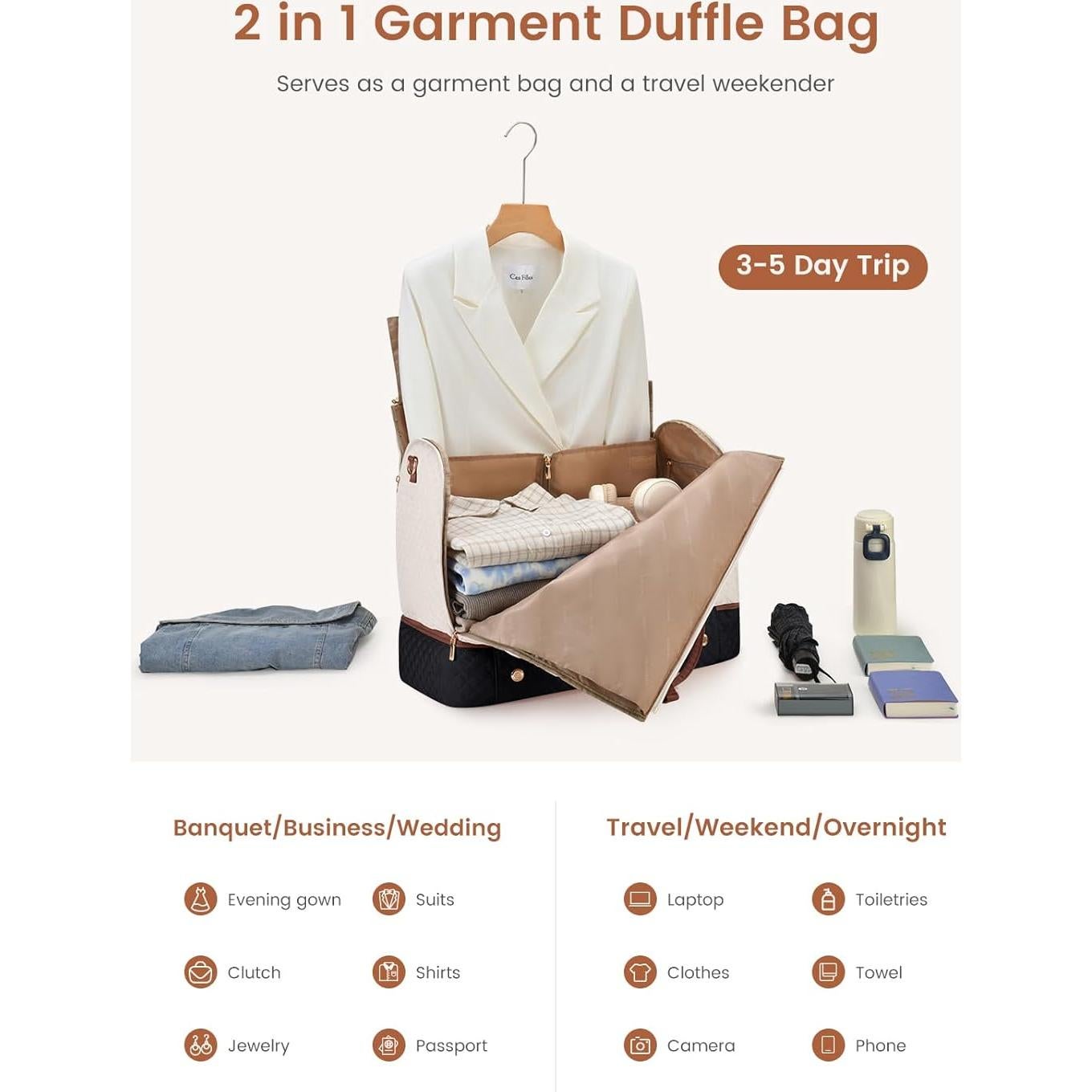 Bolsa de Ropa LOVEVOOK 2 en 1 para Mujeres Impermeable 53L