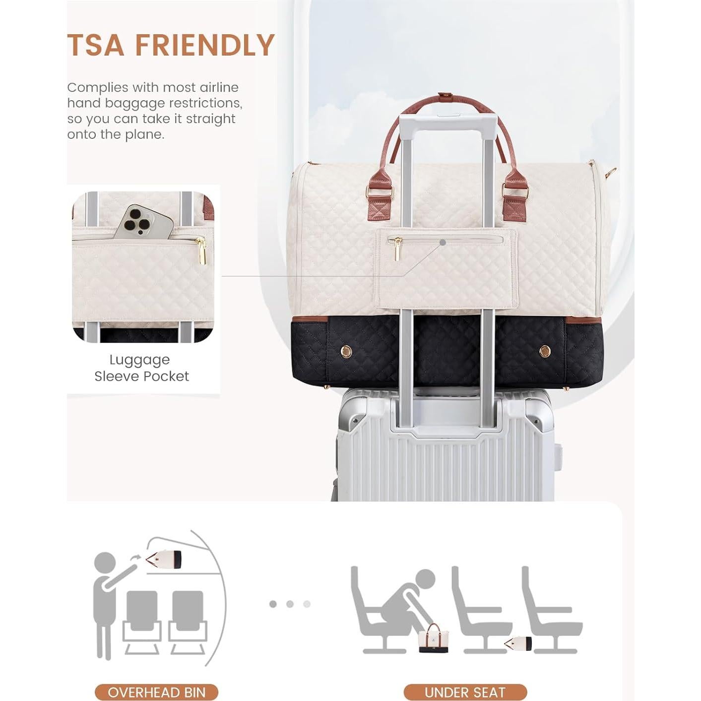 Bolsa de Ropa LOVEVOOK 2 en 1 para Mujeres Impermeable 53L