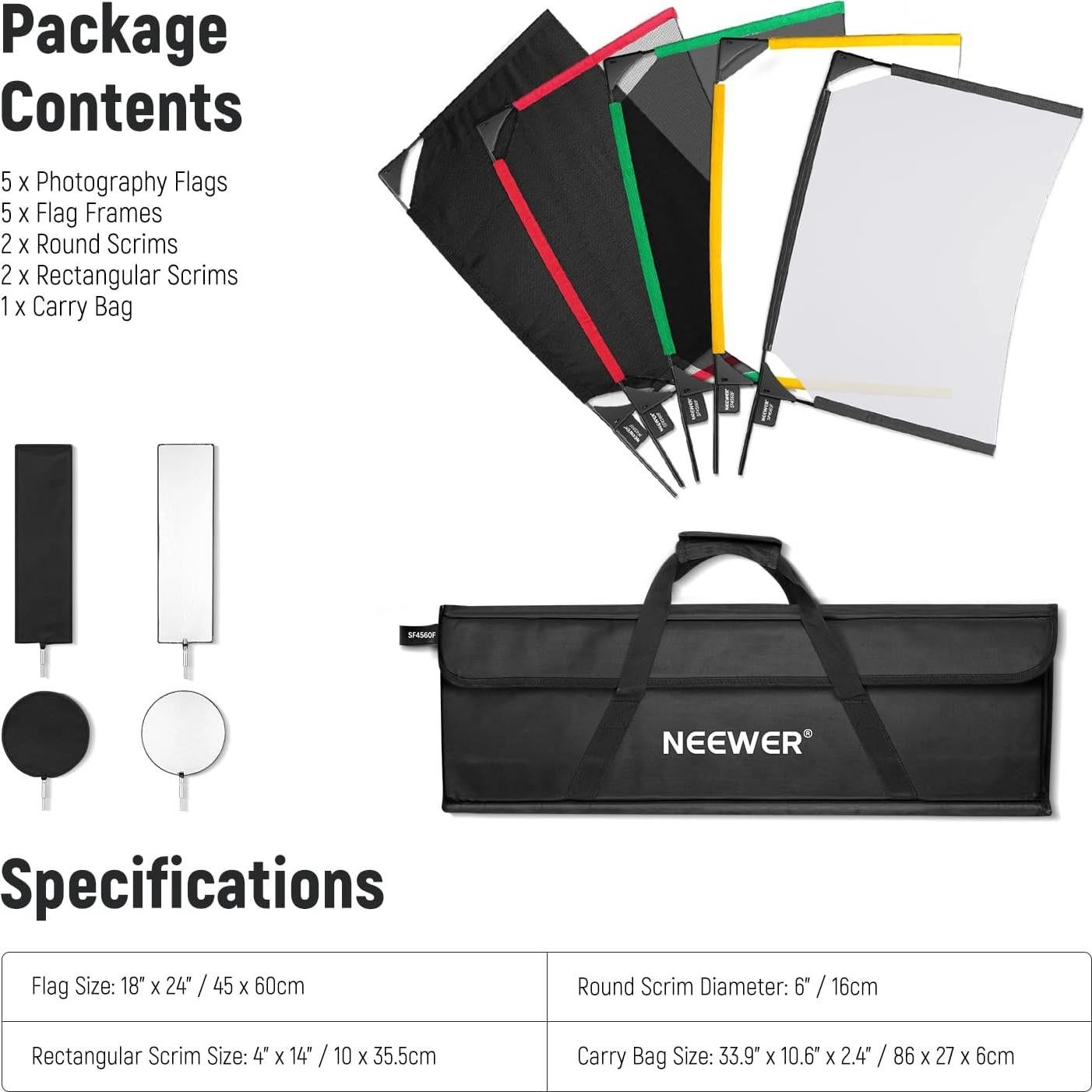 Kit de Modificador de Luz NEEWER 5 en 1 45x60cm con Bolsa