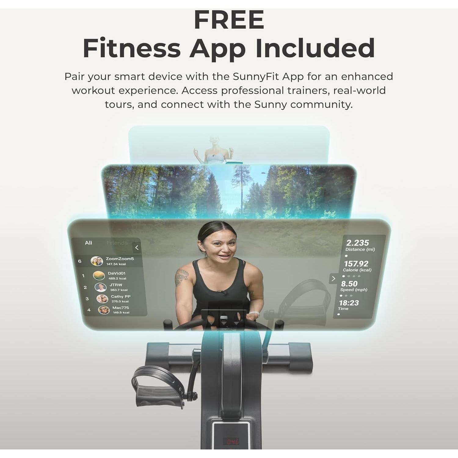 Ejercitador de Pedales Motorizado Sunny Health & Fitness SF-B0960SMART, Mini Bicicleta Portátil para Casa