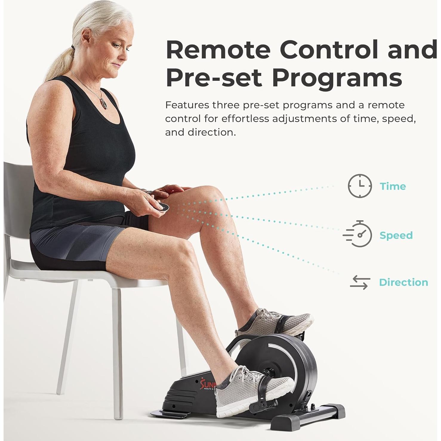 Ejercitador de Pedales Motorizado Sunny Health & Fitness SF-B0960SMART, Mini Bicicleta Portátil para Casa