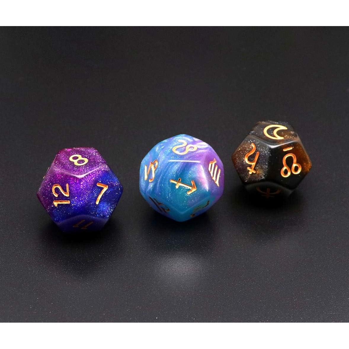 Juego de Dados Astrológicos CREEBUY 3 Piezas D12 Brillantes