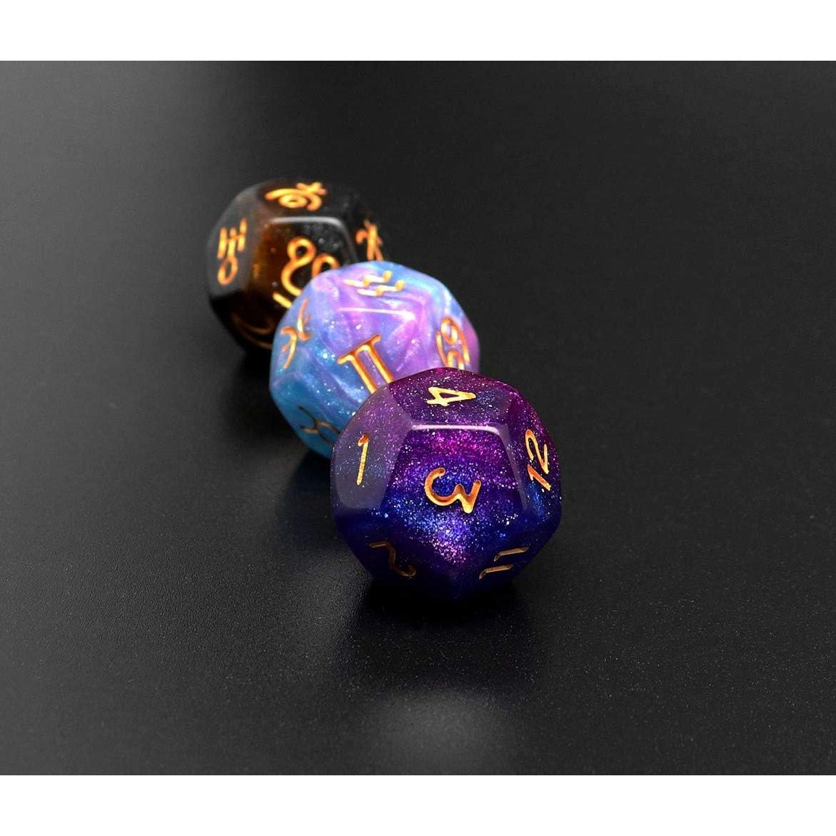 Juego de Dados Astrológicos CREEBUY 3 Piezas D12 Brillantes