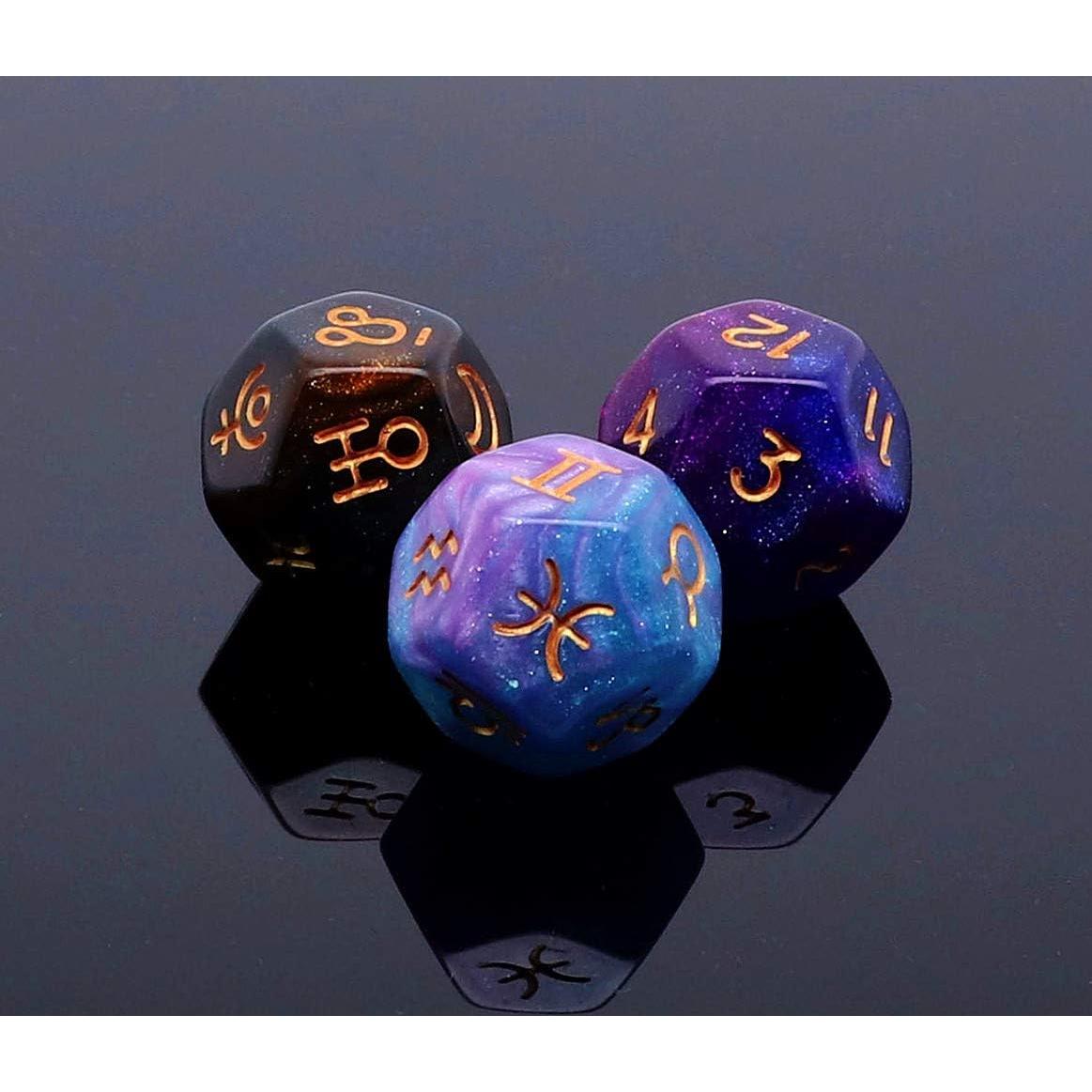 Juego de Dados Astrológicos CREEBUY 3 Piezas D12 Brillantes