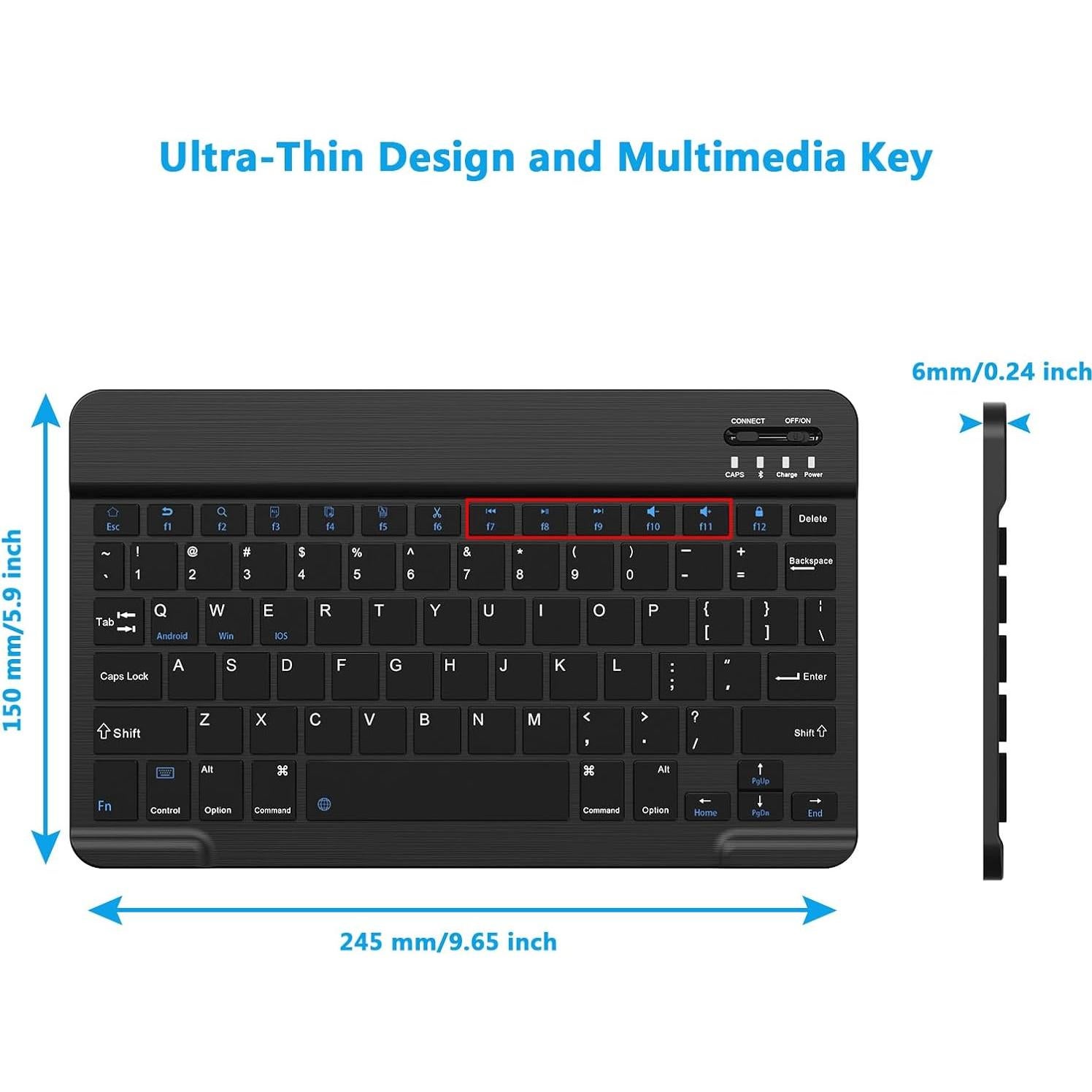 Teclado Bluetooth Ultra Delgado TOHAKATA para iPad y Smartphone