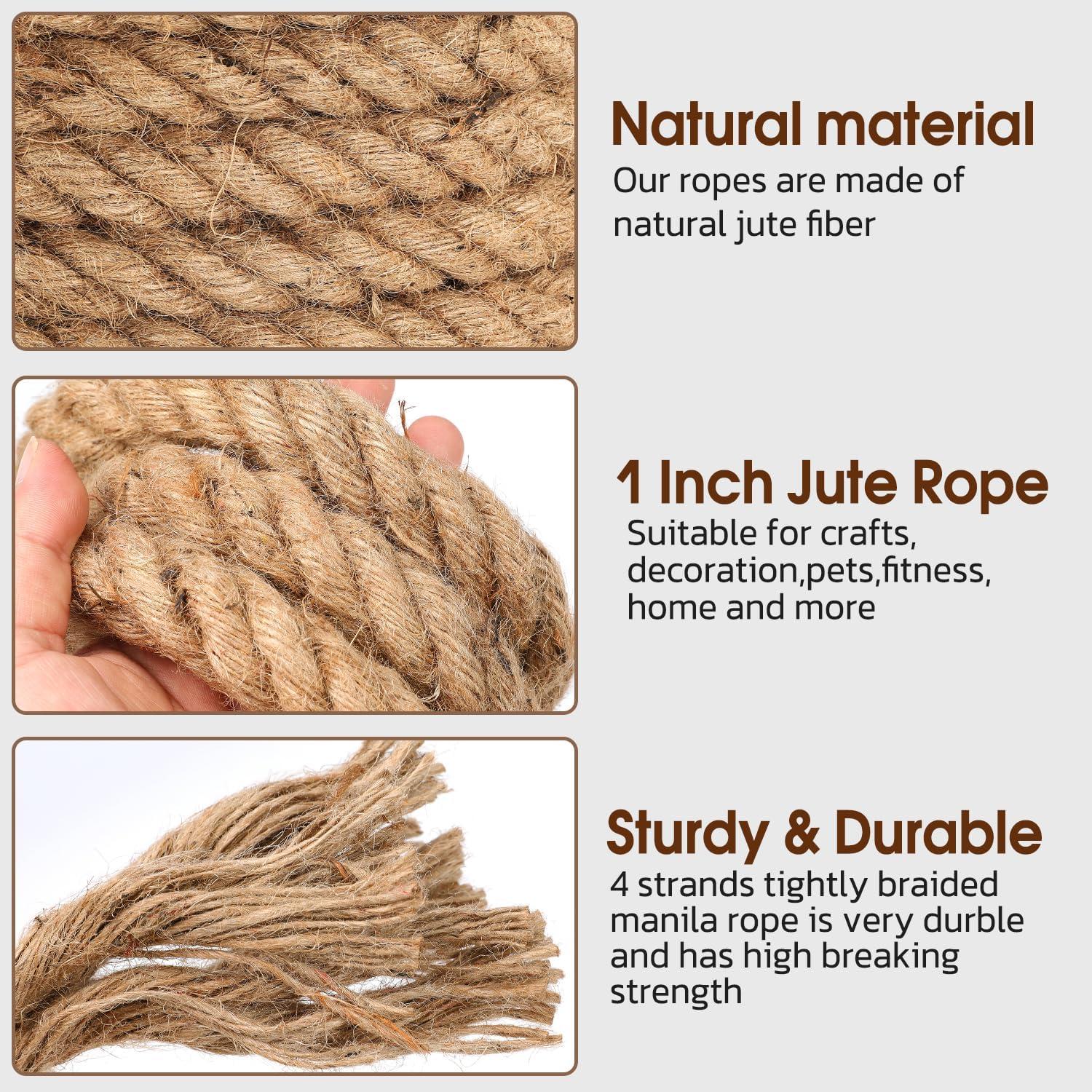 Cuerda de yute natural frtzal 25mm x 30.48m alta resistencia