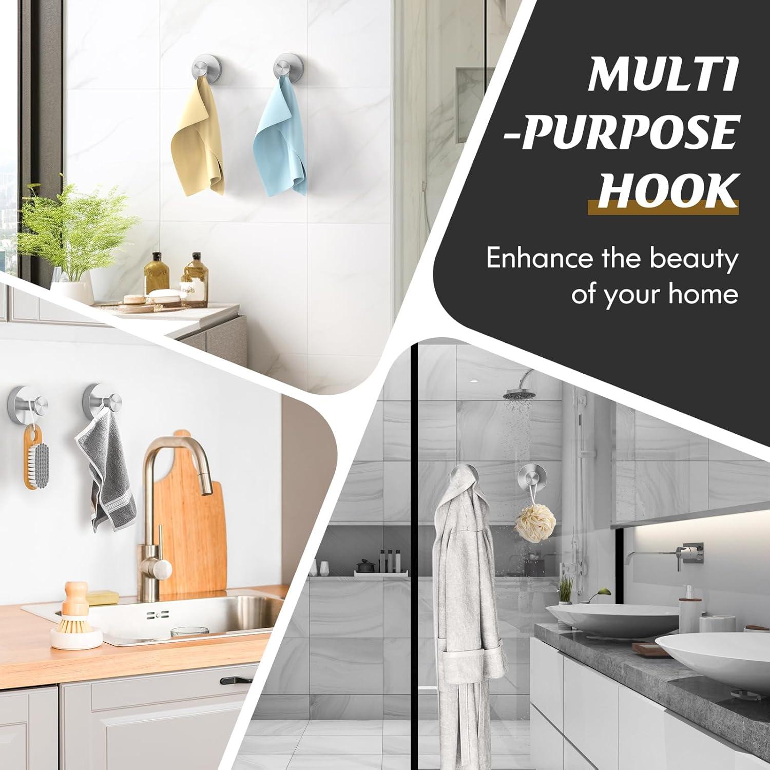 Ganchos de Ventosa para Ducha MOTAIPEAK - 2 Piezas Plata