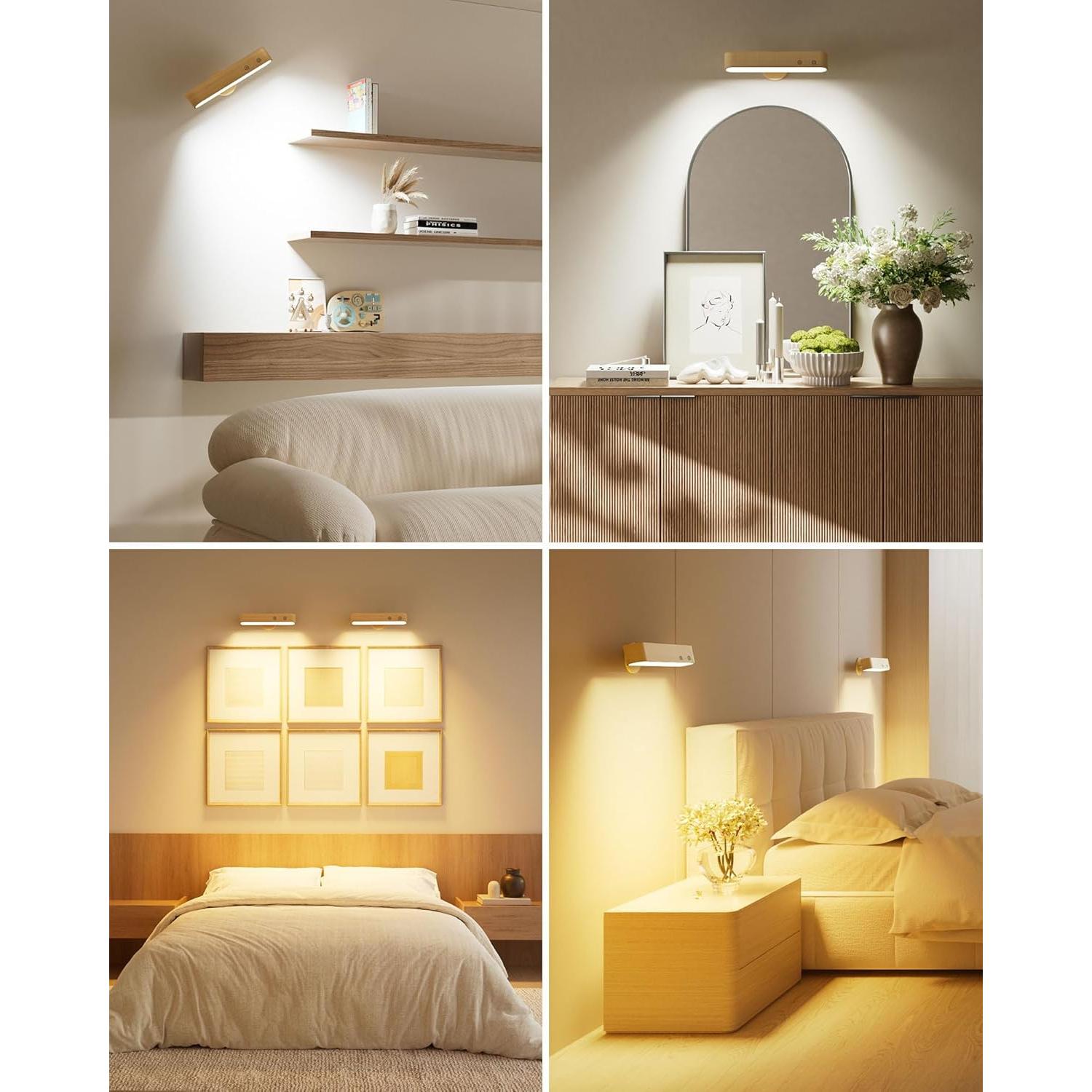 Juego de Apliques de Pared LED PopoIron 2P Madera RGB 15 Colores