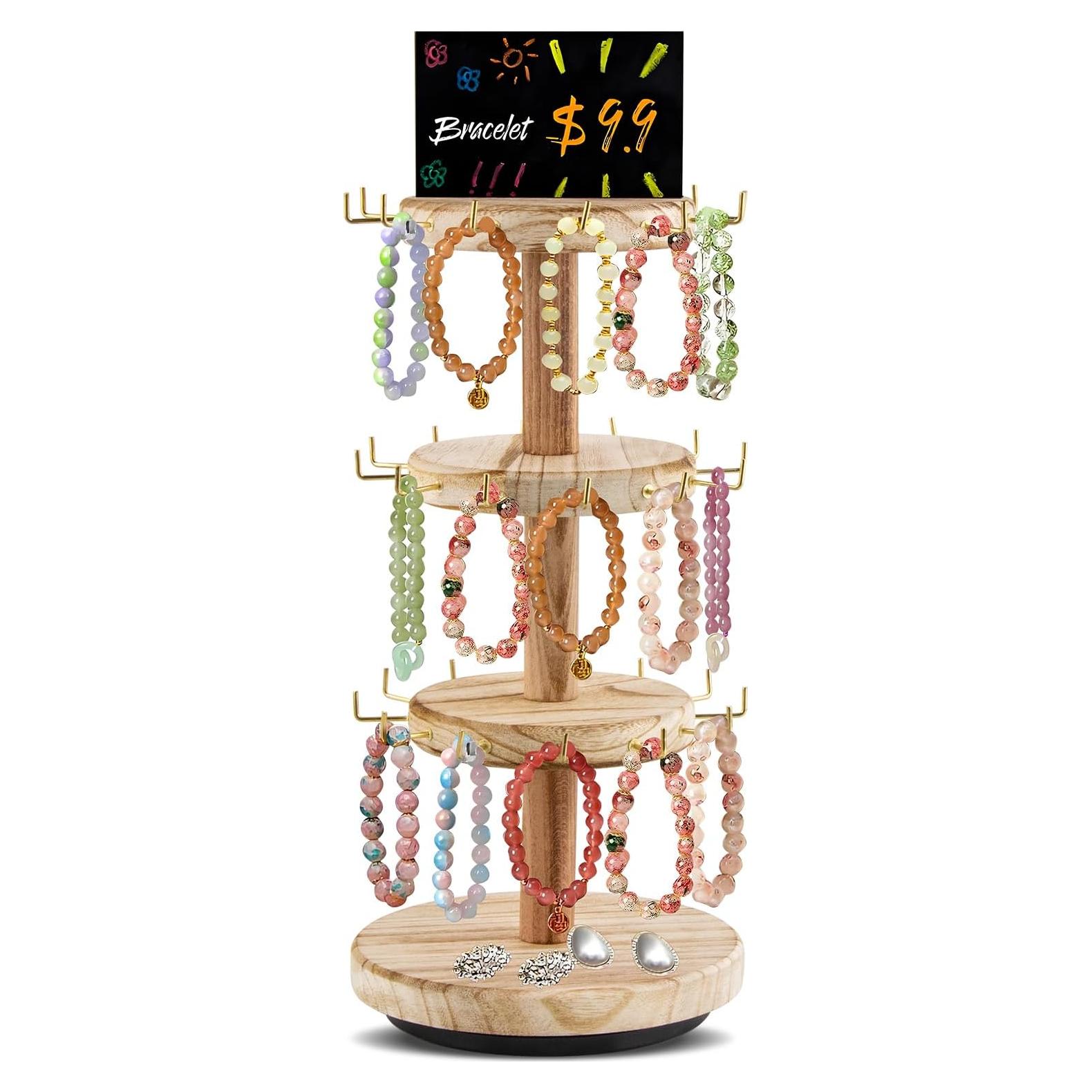 Soporte giratorio de joyería Rhuar de 3 niveles con pizarra