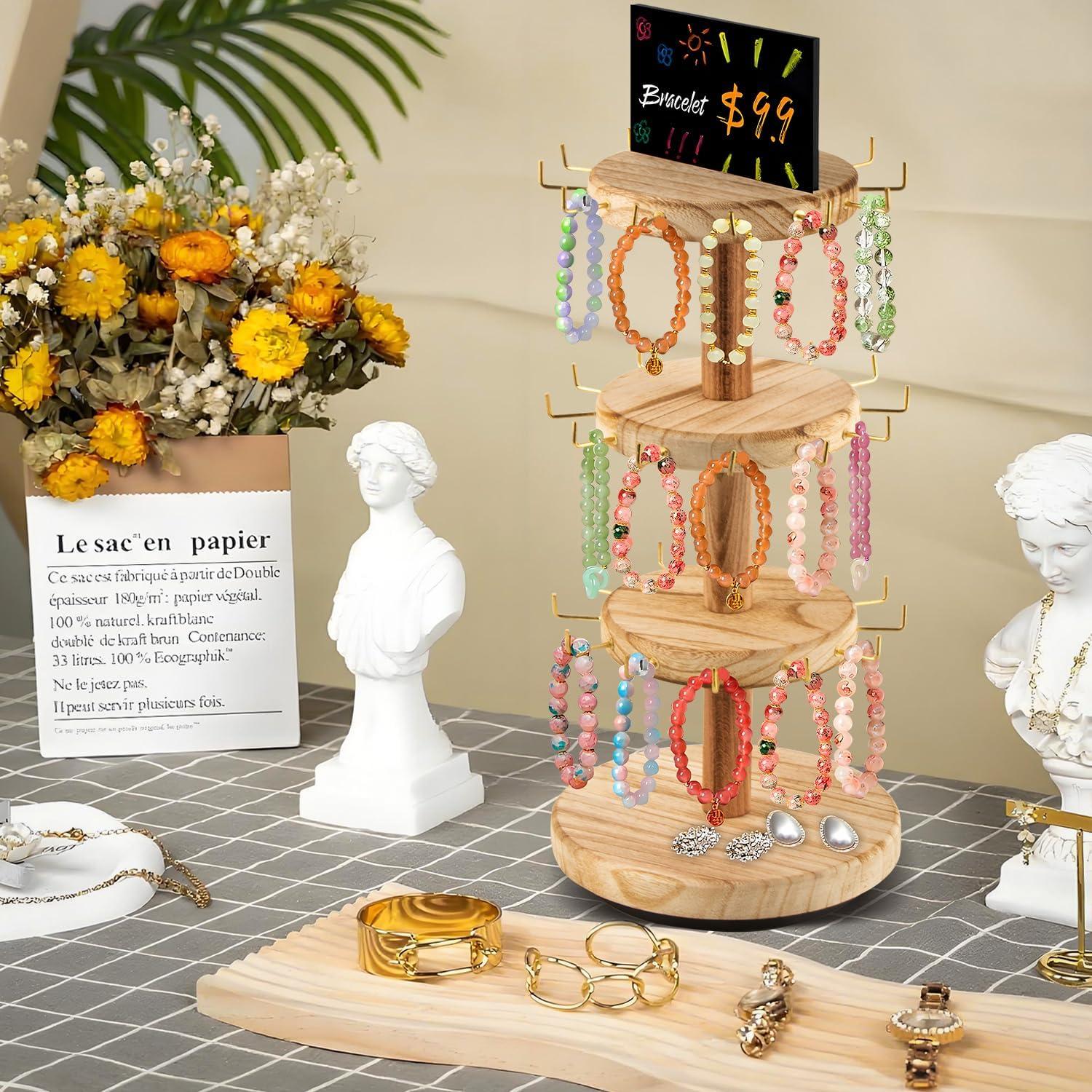 Soporte giratorio de joyería Rhuar de 3 niveles con pizarra