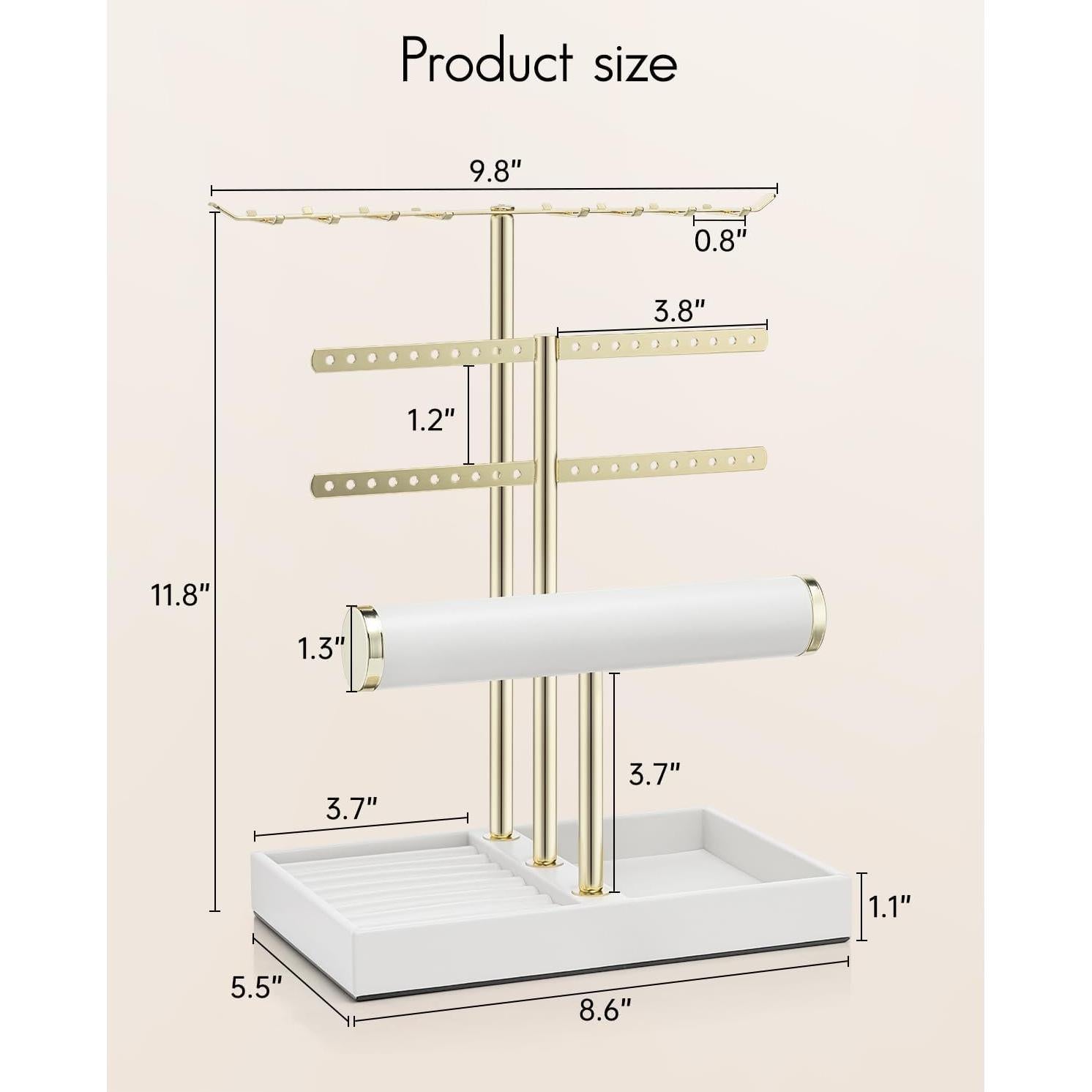 Soporte Organizador de Joyería Vlando 3 Niveles Cuero Blanco