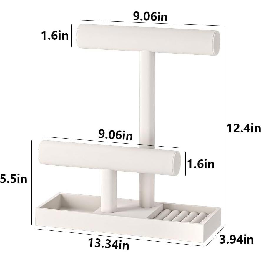 Soporte Organizador de Joyería Ausalivan Terciopelo Beige 2 Niveles