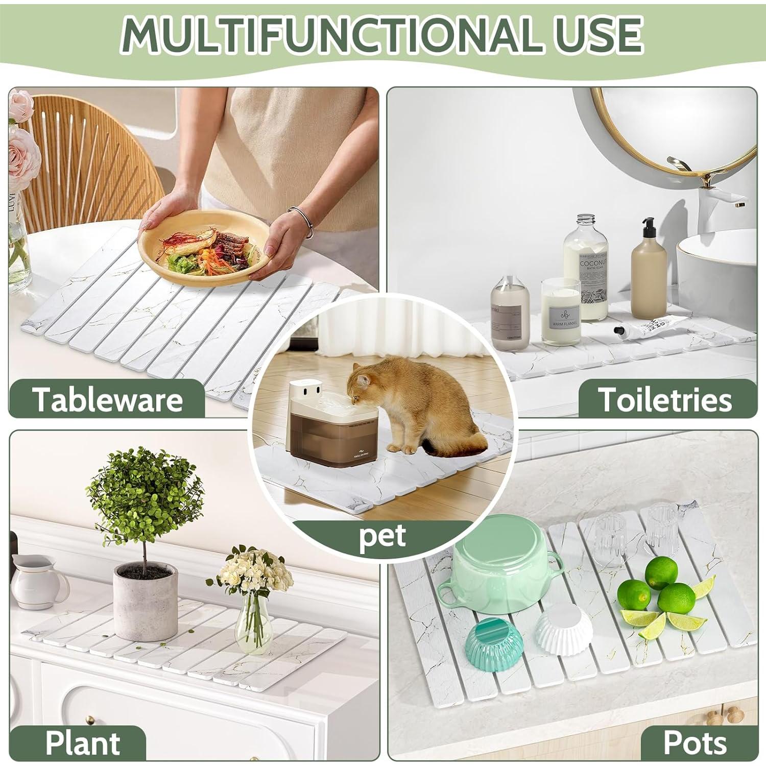 Alfombrilla de Secado de Piedra Diatomea 60x39 cm Blanca