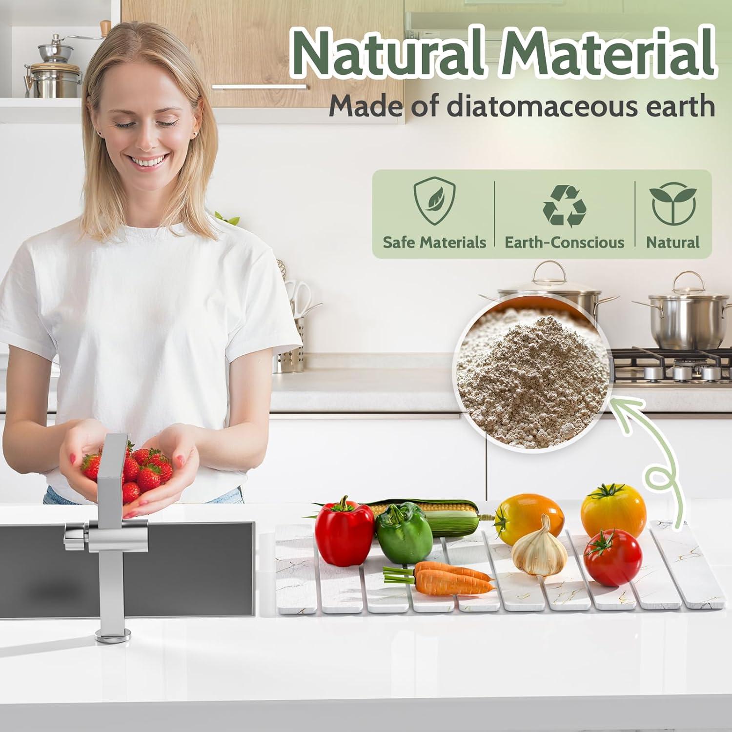 Alfombrilla de Secado de Piedra Diatomea 60x39 cm Blanca