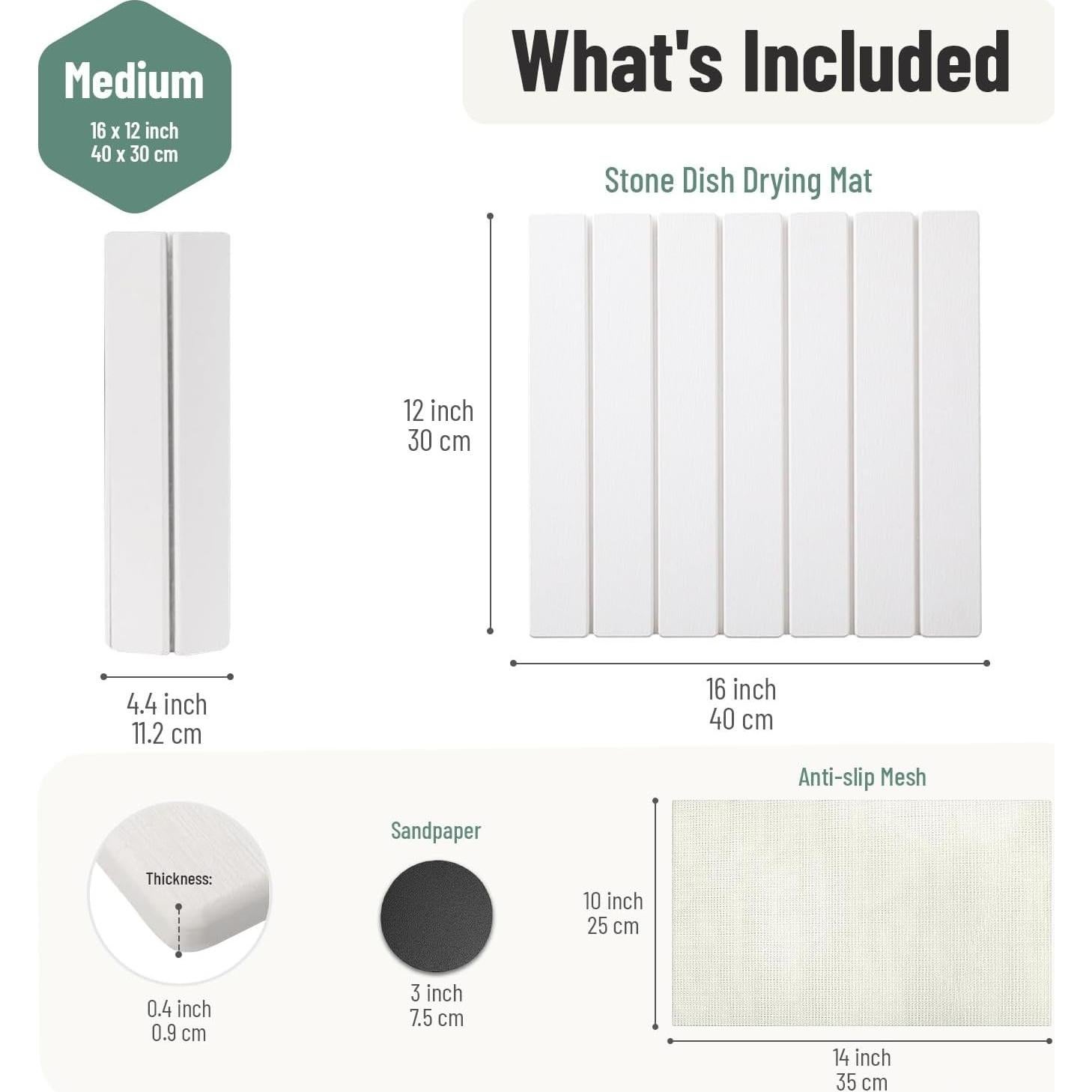 Alfombrilla de Secado de Piedra Ambrint Mediana 40.64x30.48cm