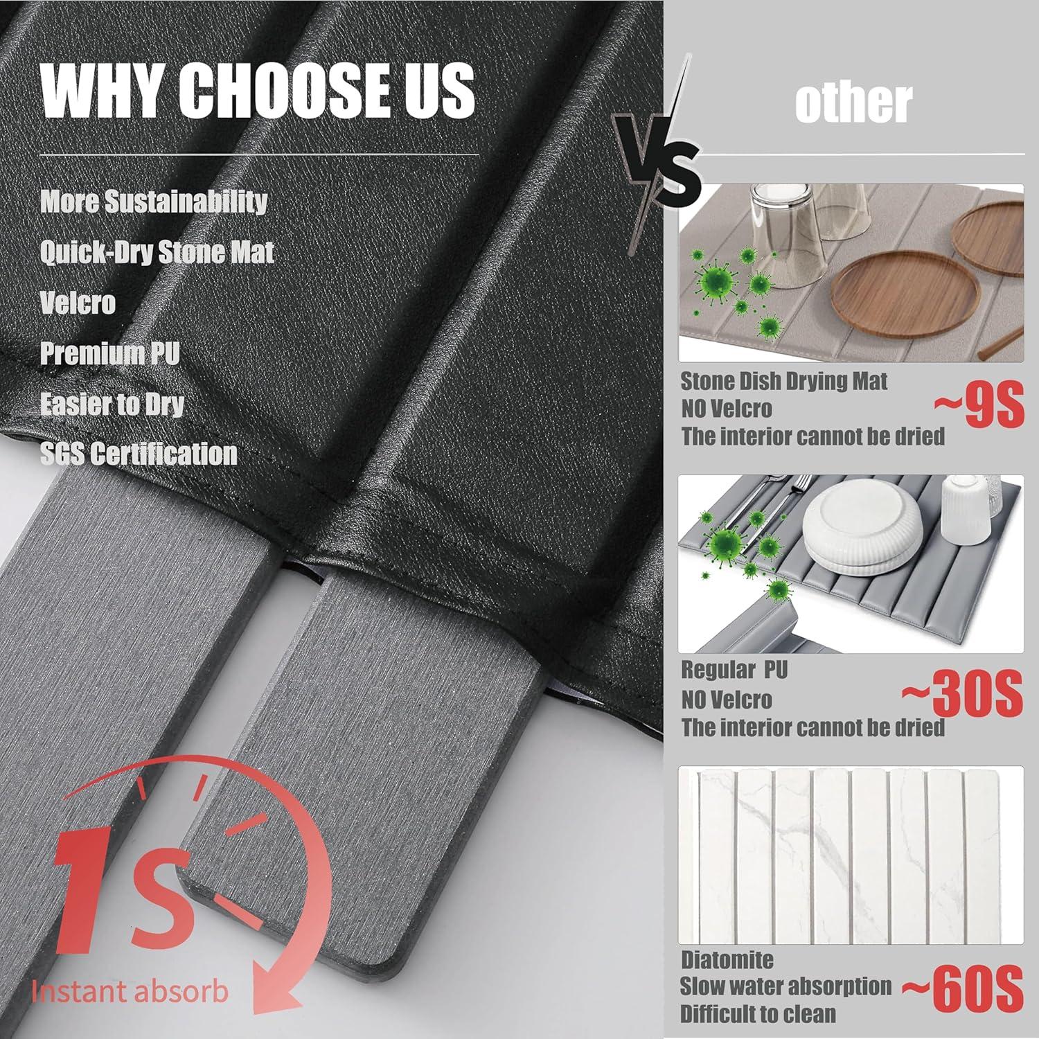 Alfombrilla de Secado de Piedra Plegable imgrose 61x41cm Absorbente