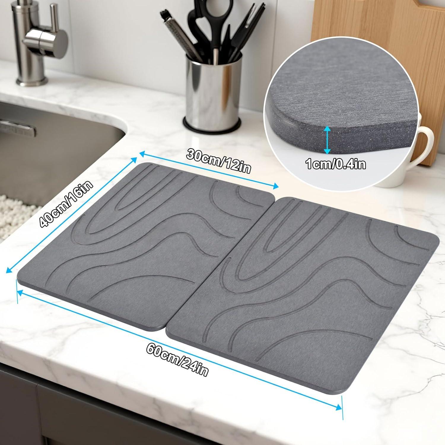 Alfombrilla de Secado de Piedra Diatomácea 2 Paquetes 40x30cm