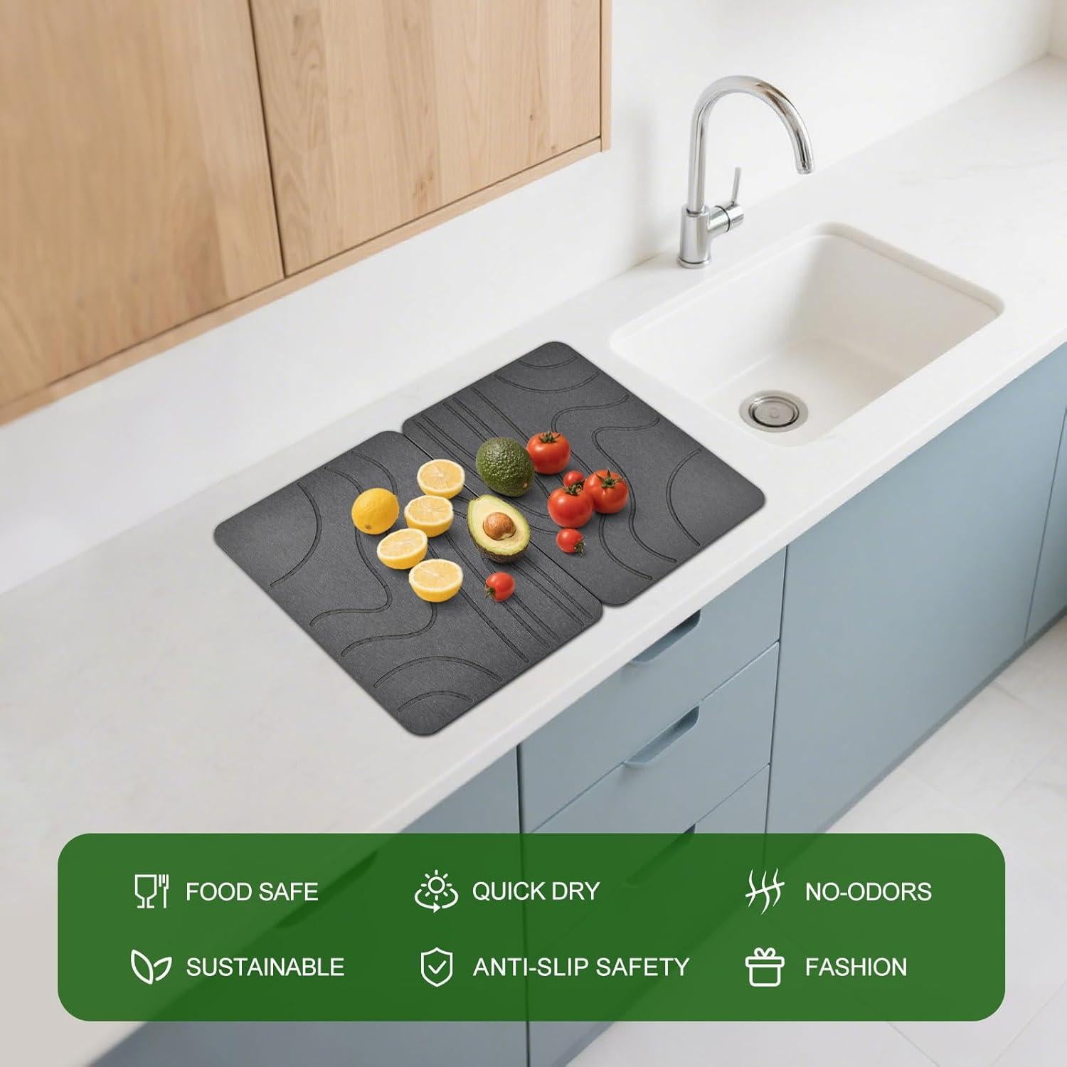 Alfombrilla de Secado de Piedra Diatomácea 2 Paquetes 40x30cm