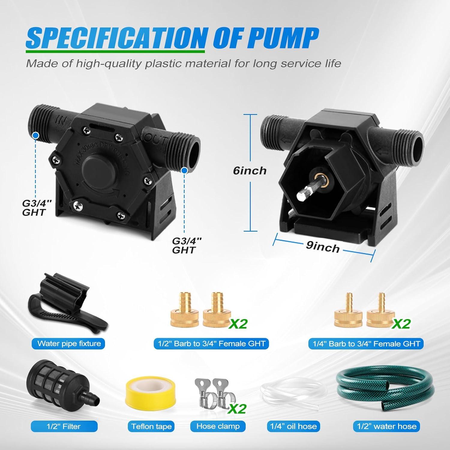 Bomba de Taladro FIDISP 750 GPH con Mangueras y Adaptadores