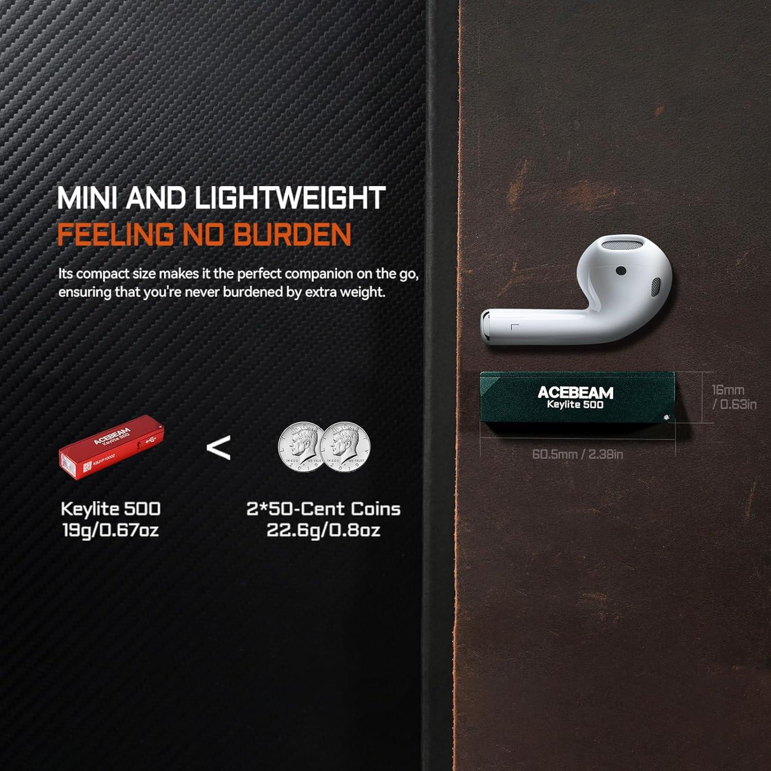 Linterna EDC ACEBEAM Keylite 500 LED Recargable Roja