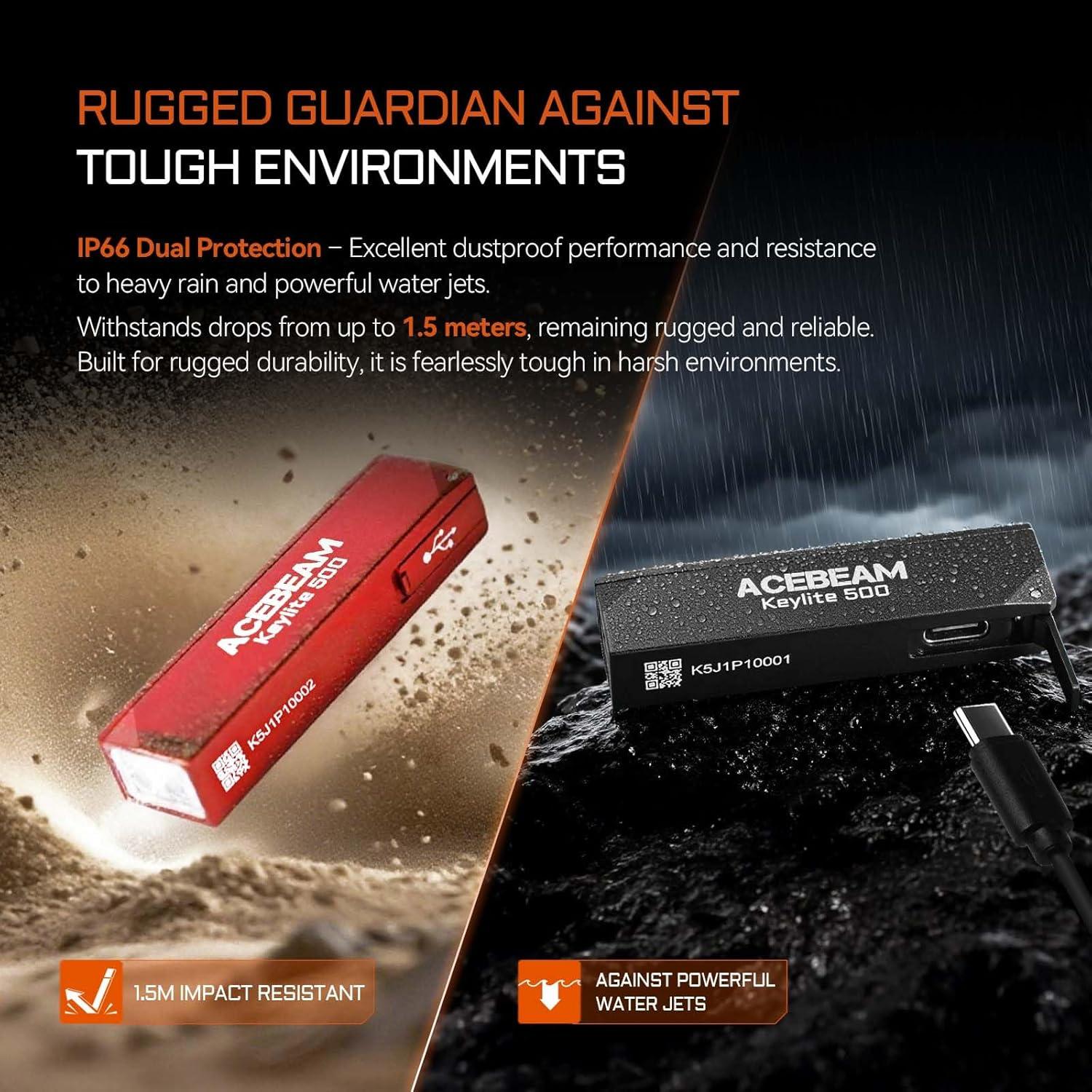 Linterna EDC ACEBEAM Keylite 500 LED Recargable Roja