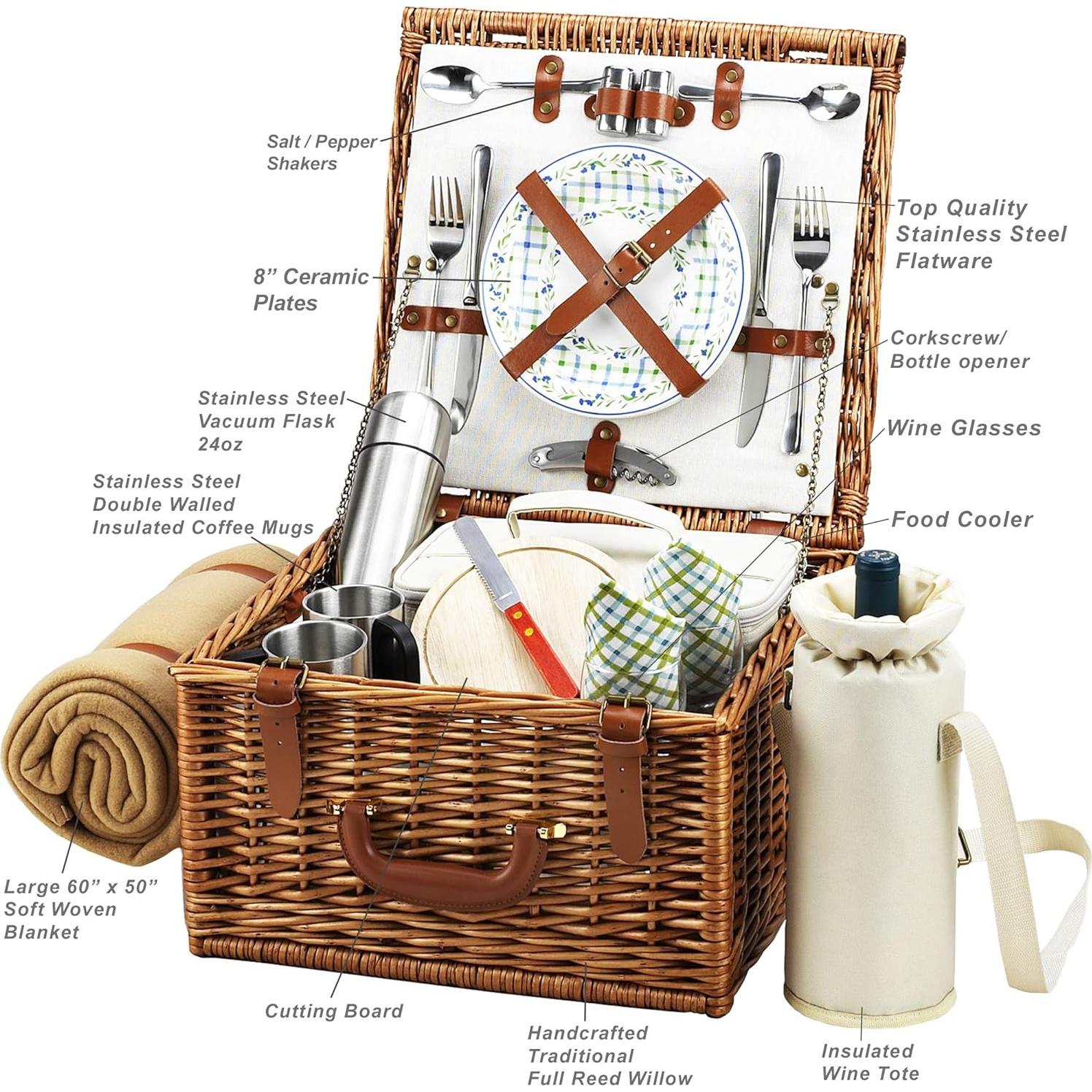 Cesta de Picnic Picnic en Ascot Gazebo para 2 con Manta y Accesorios