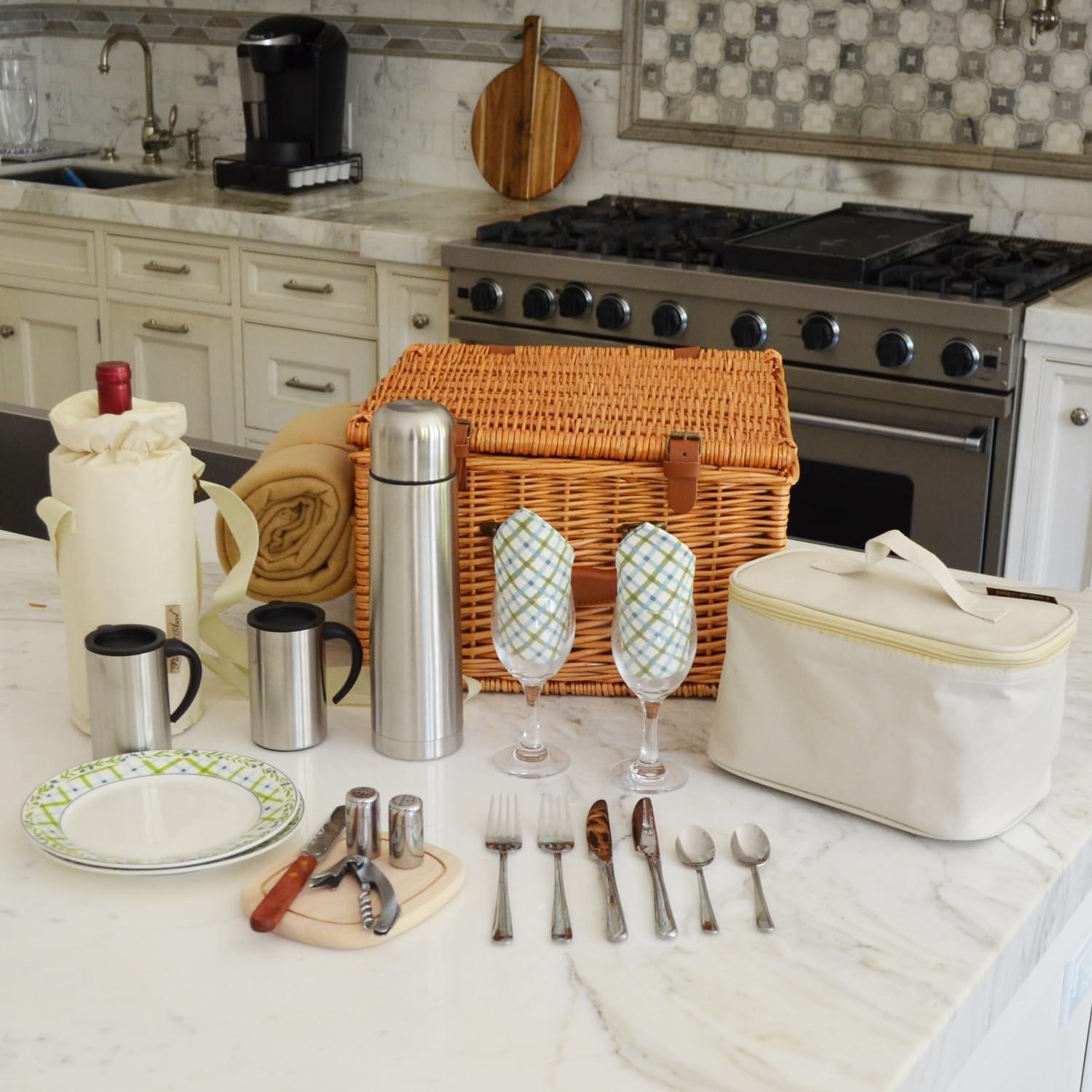 Cesta de Picnic Picnic en Ascot Gazebo para 2 con Manta y Accesorios