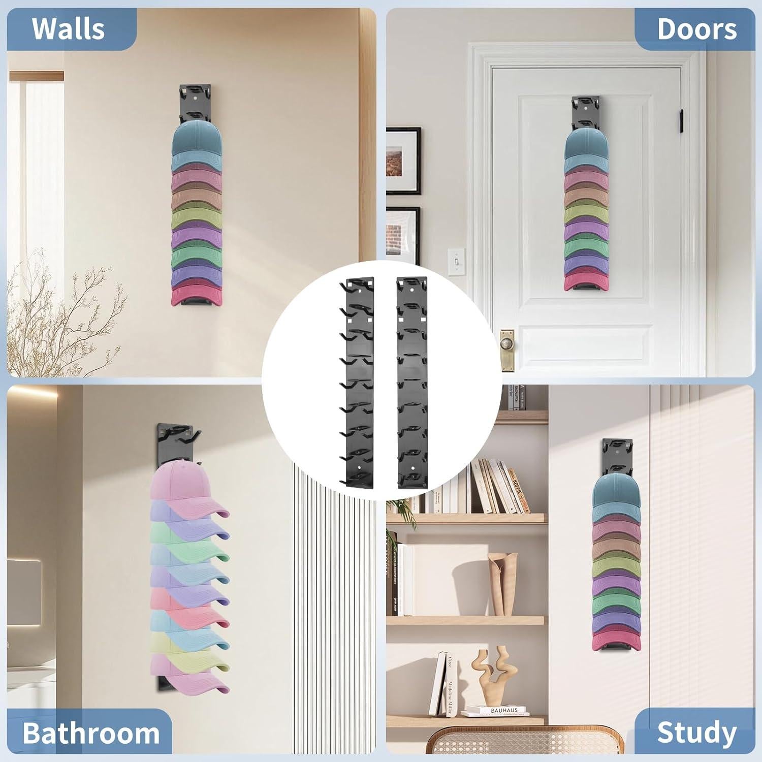 Soporte para Sombreros Lymocsu 2 Piezas Negro Montaje Adhesivo