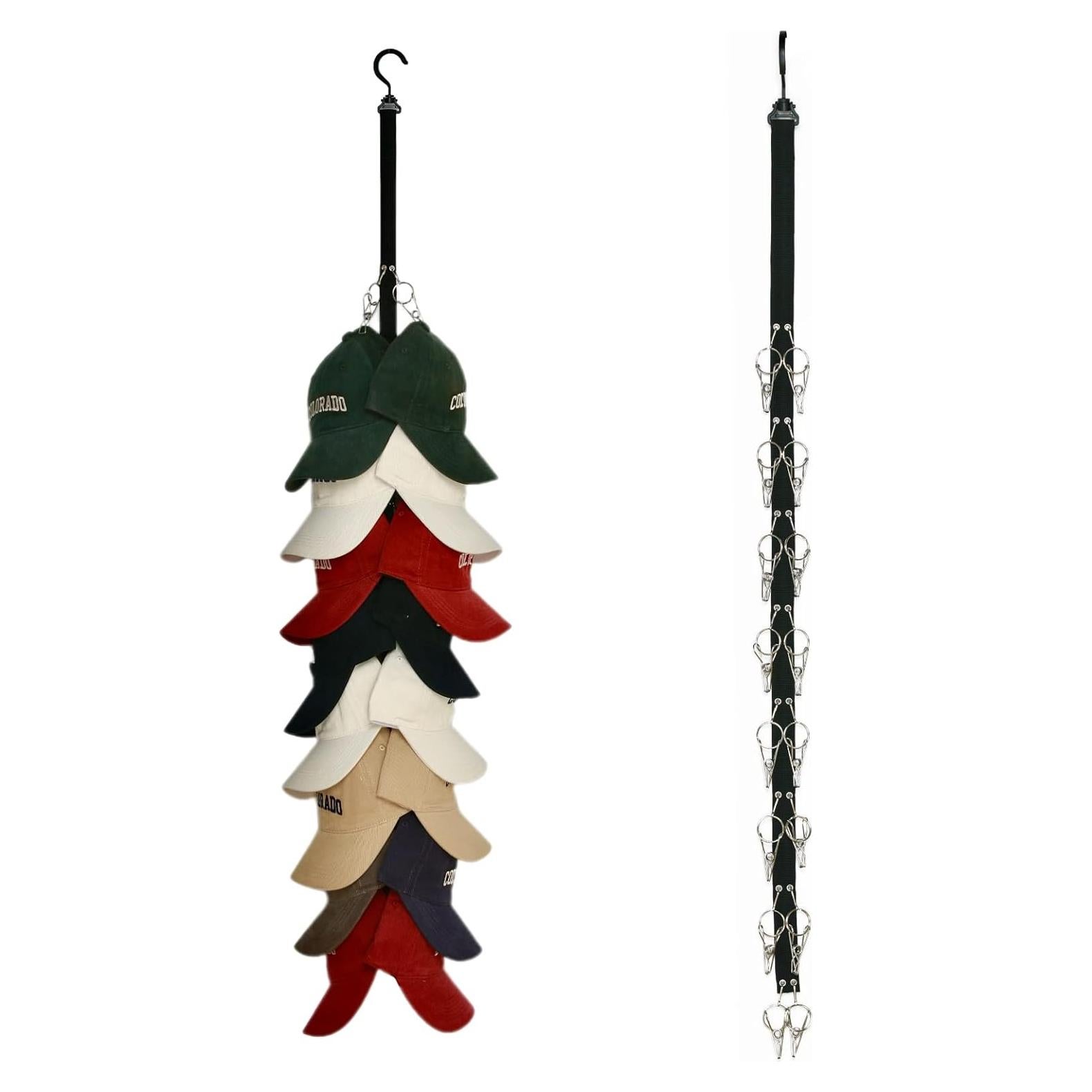 Organizador de Sombreros IKI 2 Pack con 16 Clips Premium Negro