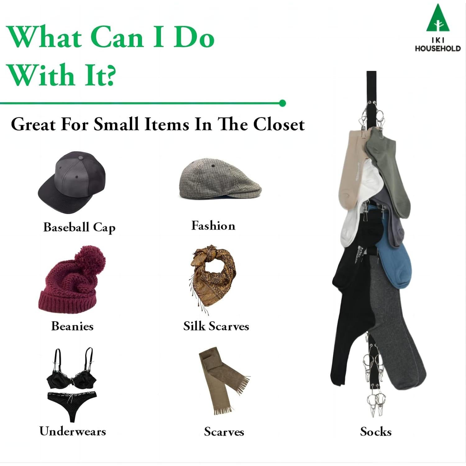 Organizador de Sombreros IKI 2 Pack con 16 Clips Premium Negro