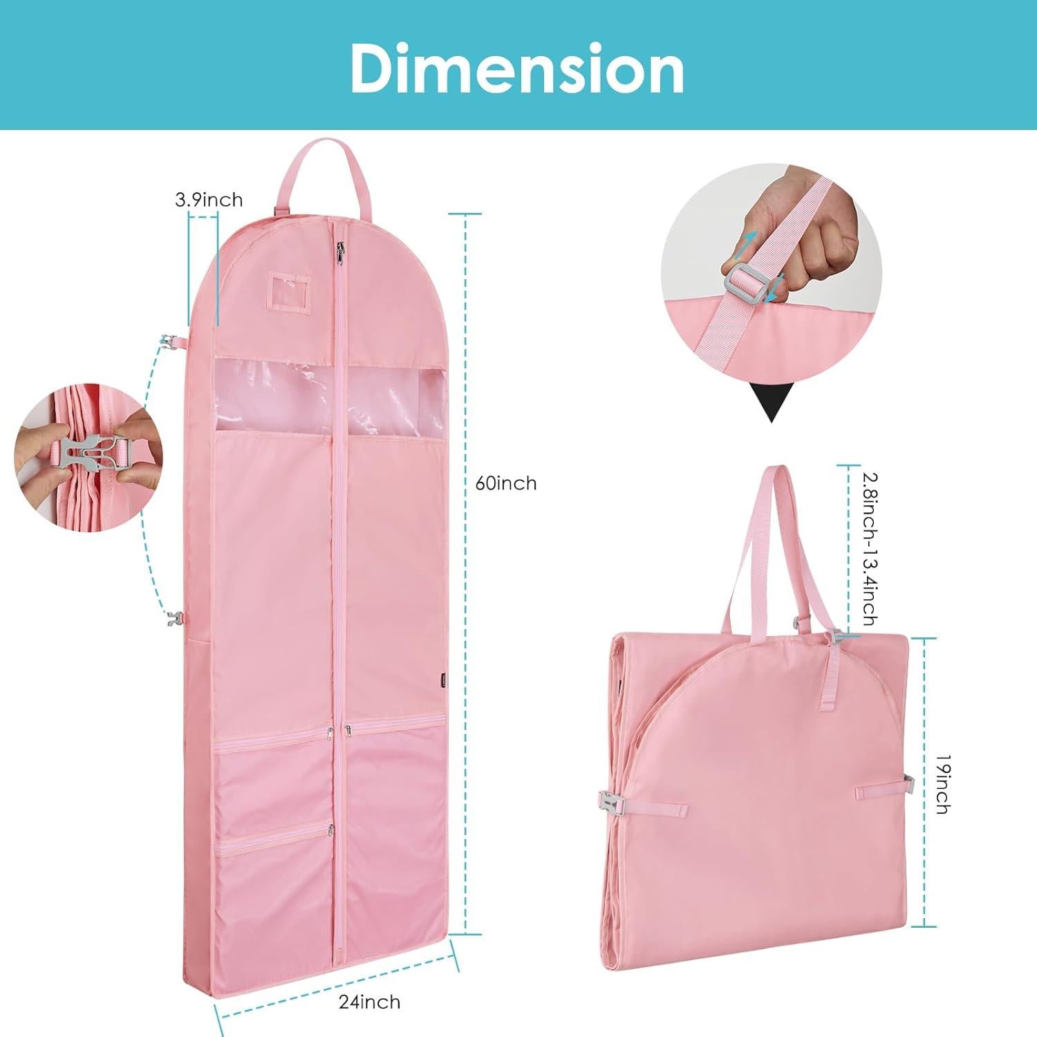 Bolsa de Ropa para Viaje EASYSO 152 cm Rosa con Ventanas