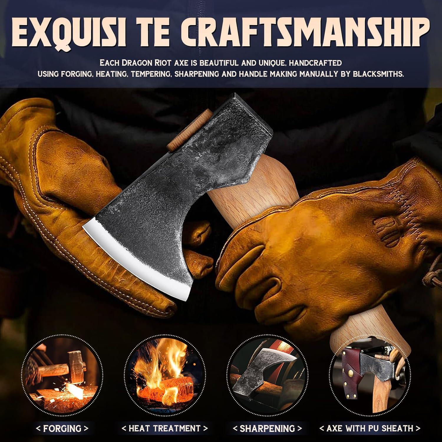 Hacha de Camping DRAGON RIOT 21.6 cm Acero Carbono Mango Fresno