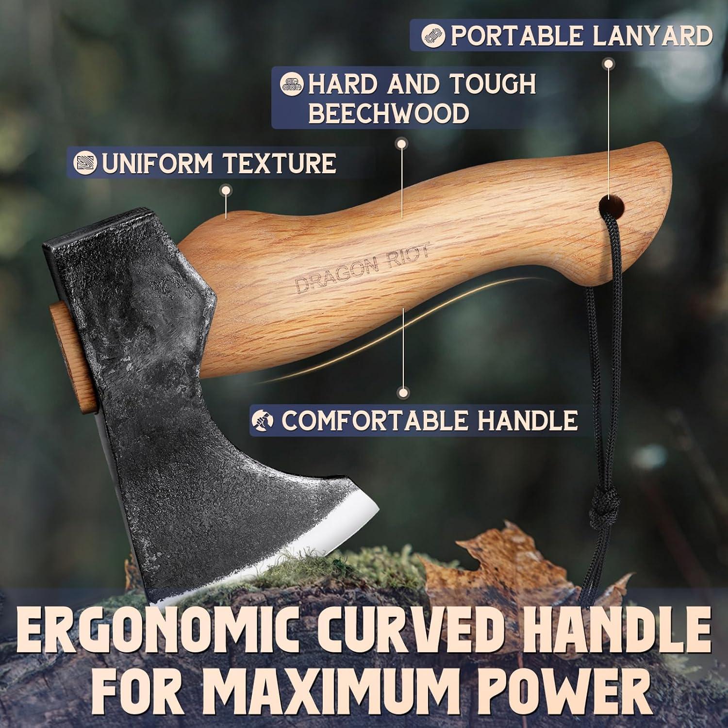 Hacha de Camping DRAGON RIOT 21.6 cm Acero Carbono Mango Fresno