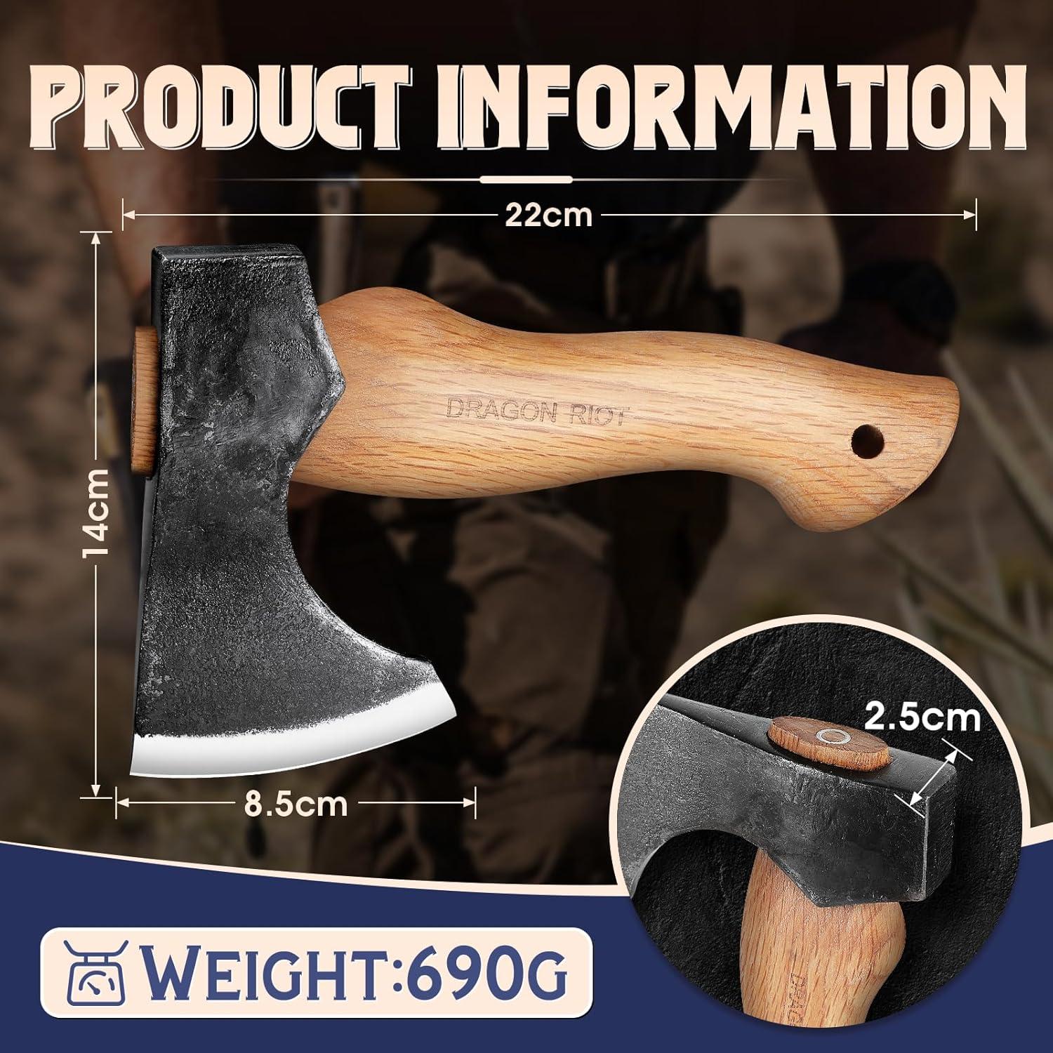 Hacha de Camping DRAGON RIOT 21.6 cm Acero Carbono Mango Fresno