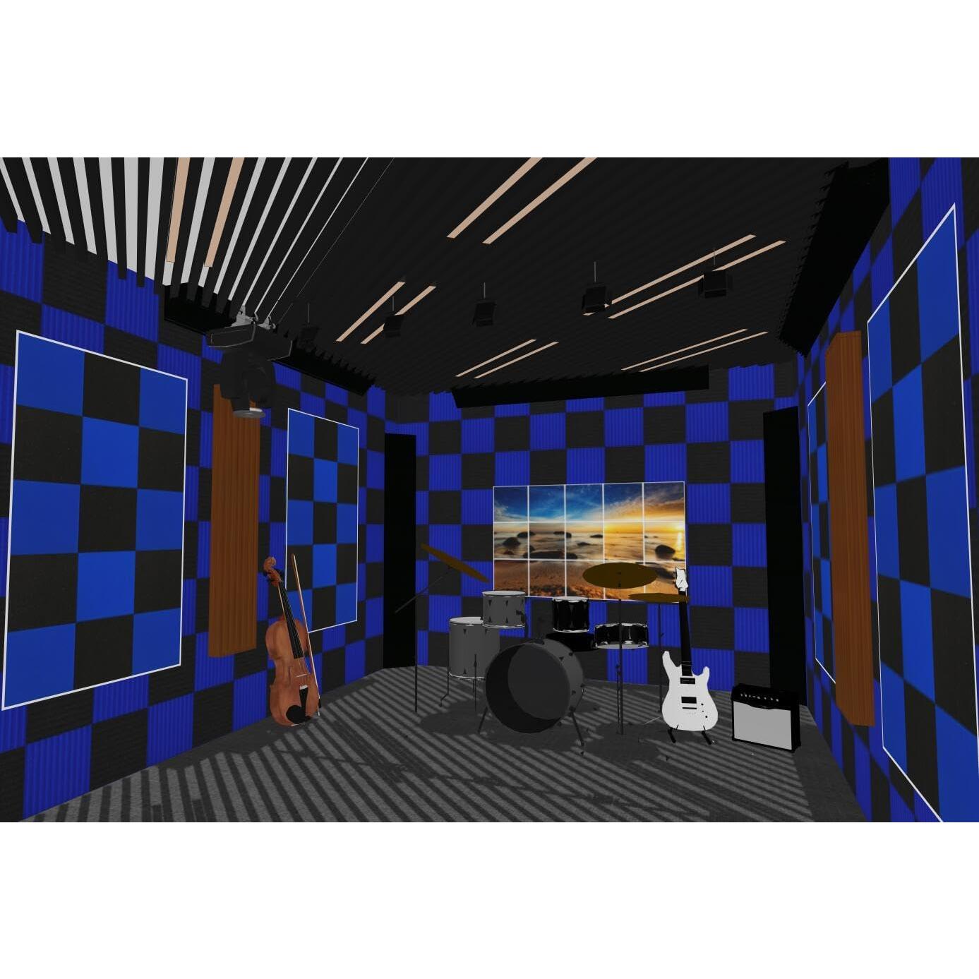 Paquete de 48 Paneles Acústicos 30x30 cm Espuma Insonorizante