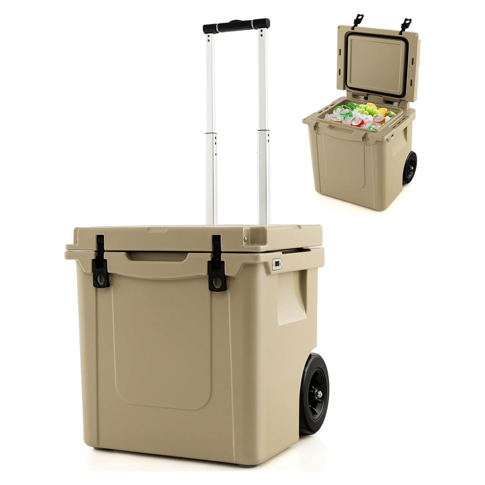 Enfriador de Hielo Goplus 45QT Aislado con Ruedas y Mangos