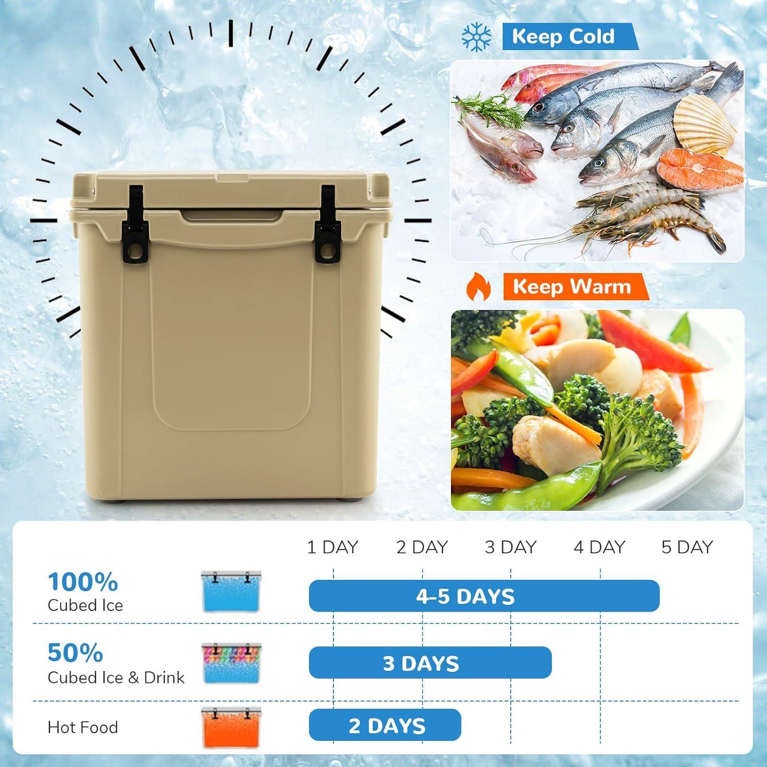 Enfriador de Hielo Goplus 45QT Aislado con Ruedas y Mangos