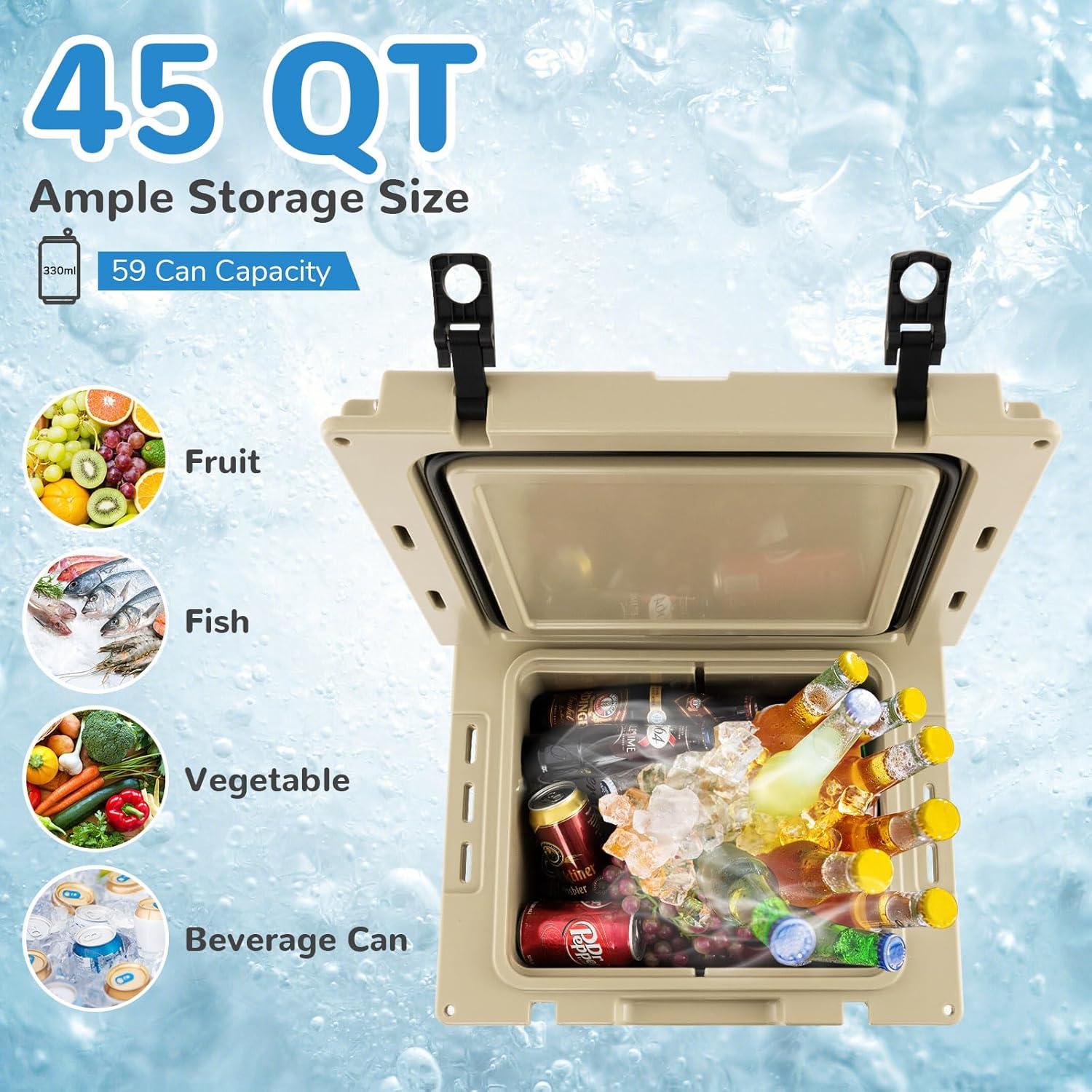 Enfriador de Hielo Goplus 45QT Aislado con Ruedas y Mangos