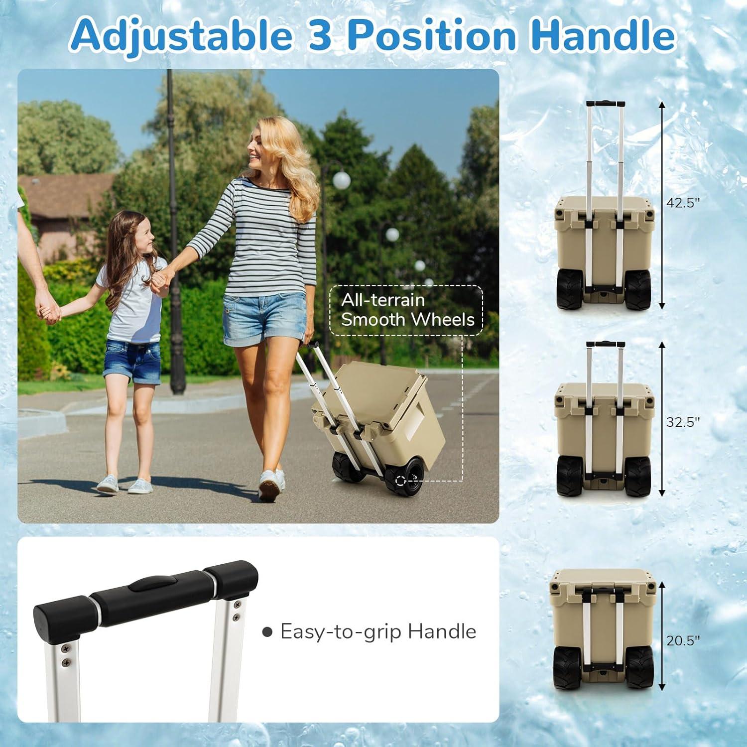 Enfriador de Hielo Goplus 45QT Aislado con Ruedas y Mangos