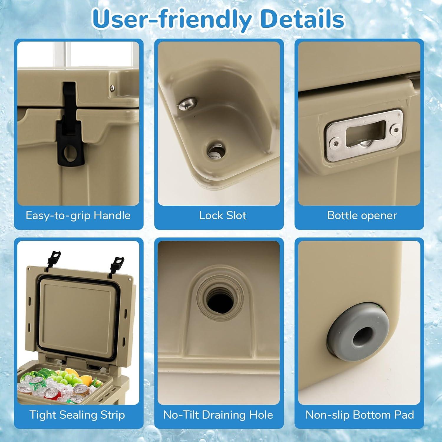 Enfriador de Hielo Goplus 45QT Aislado con Ruedas y Mangos