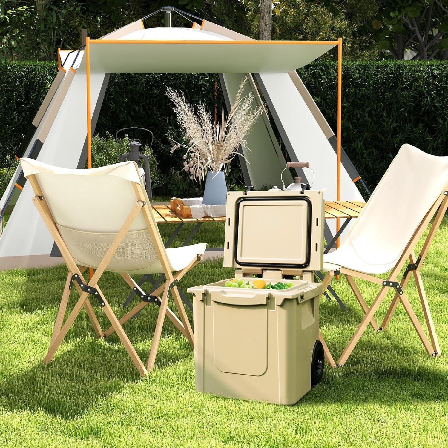 Enfriador de Hielo Goplus 45QT Aislado con Ruedas y Mangos