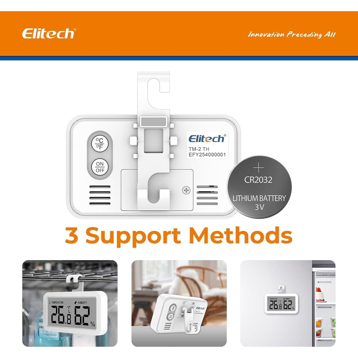 Termómetro Higrómetro Digital Elitech TM-2TH para Refrigerador