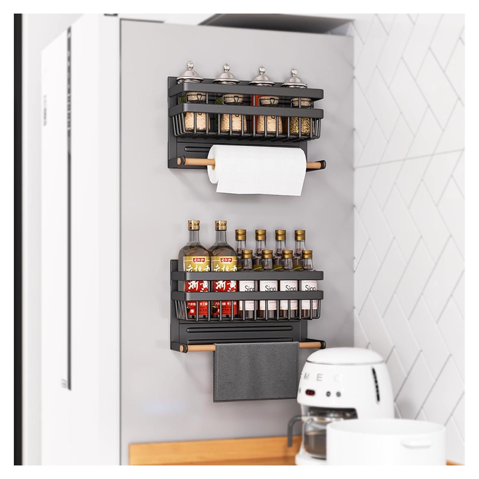 Organizador Magnético de Especias Sleclean 2 en 1 Negro 30x11.4 cm