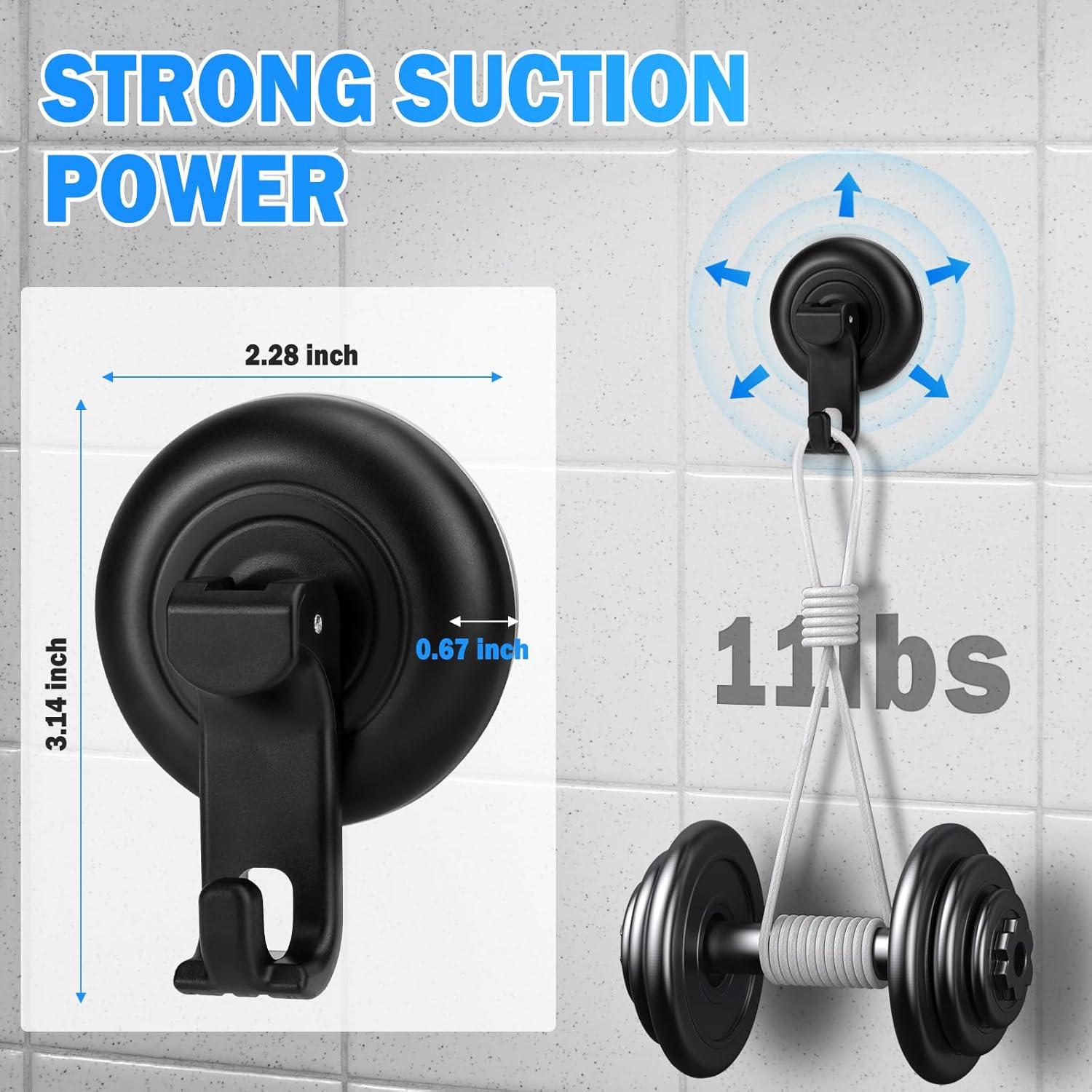 Ganchos de Ventosa TACGEA para Ducha - Paquete de 4, Negro