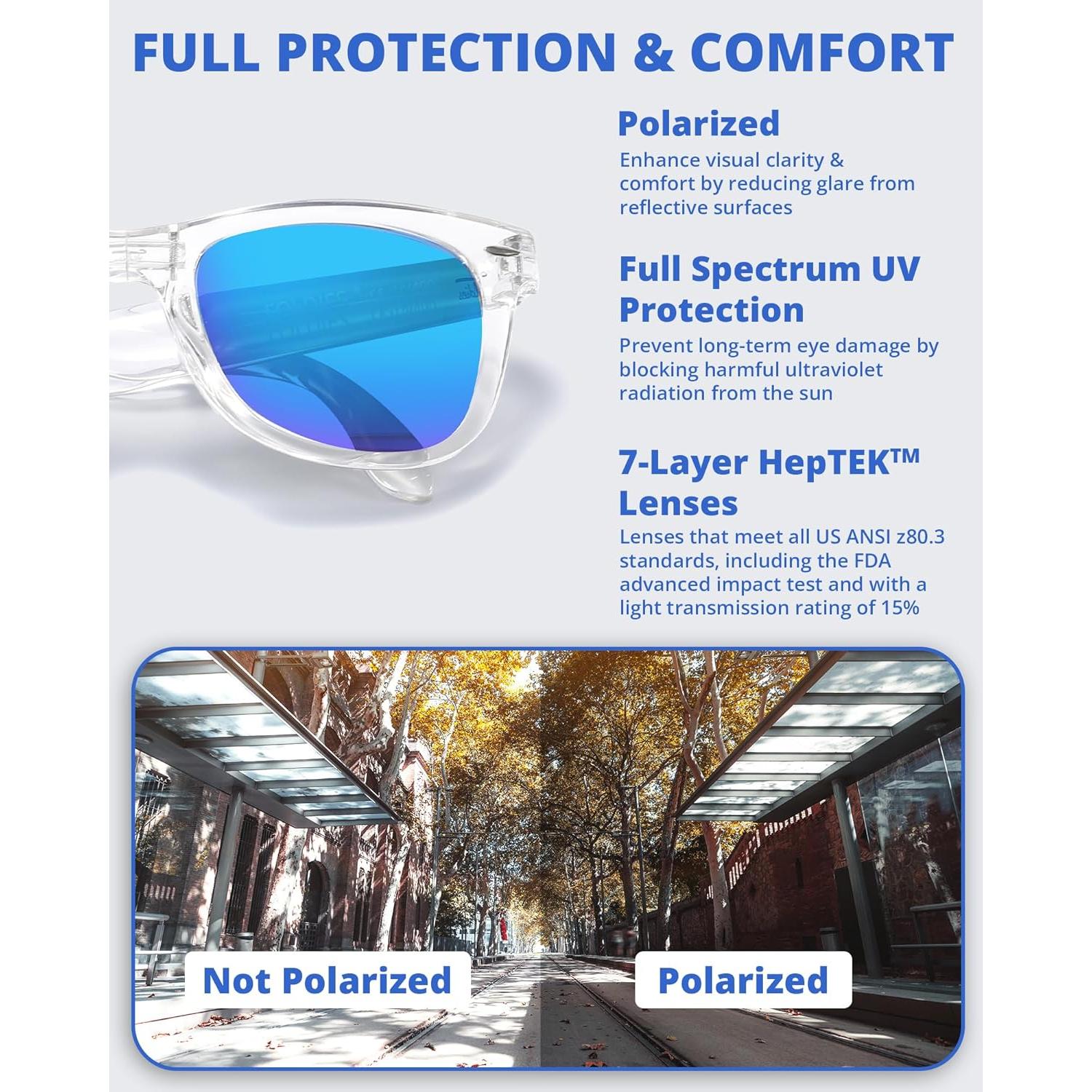 Gafas de sol plegables HepTEK UV400 con estuche de cuero