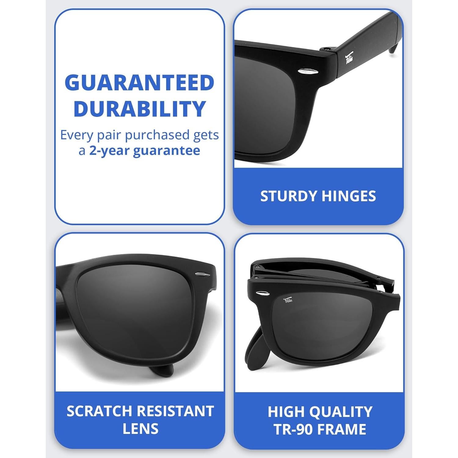 Gafas de sol plegables HepTEK UV400 con estuche de cuero