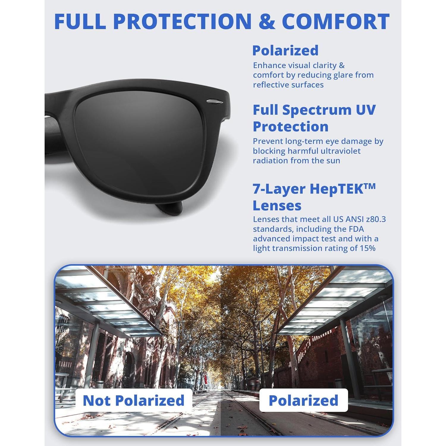 Gafas de sol plegables HepTEK UV400 con estuche de cuero