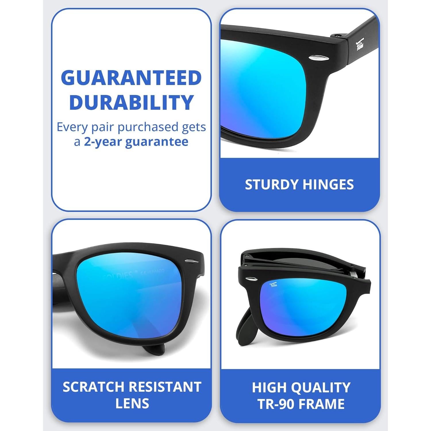 Gafas de sol plegables HepTEK UV400 con estuche de cuero